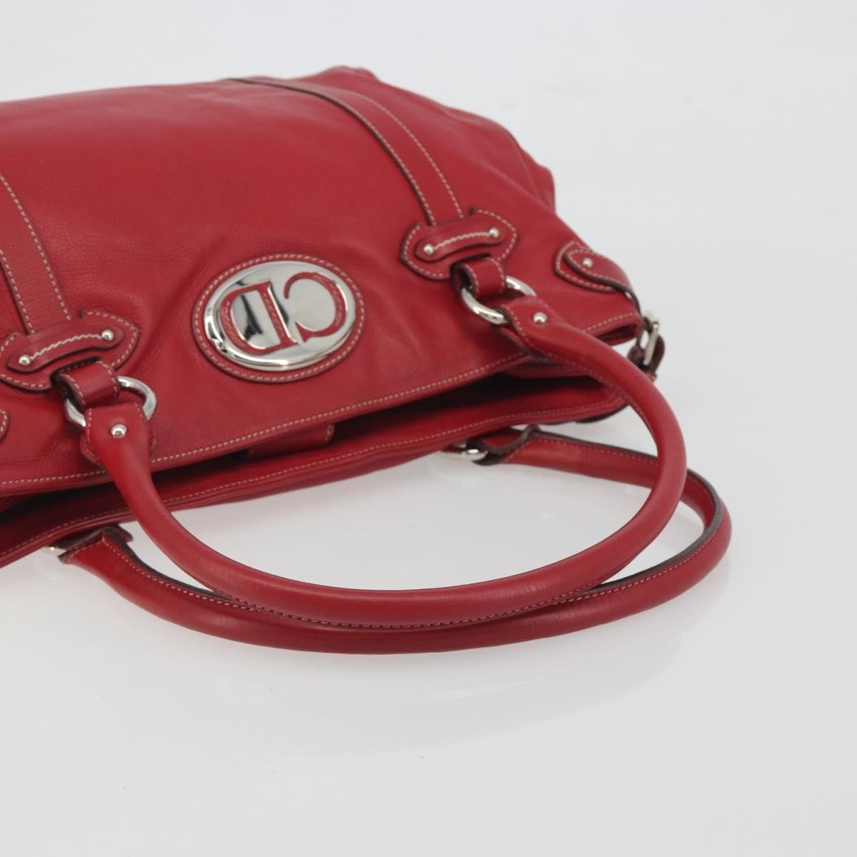 Christian Dior Cd Shoulder Bag Leather Red Leather Shoulder Bag Bag (Pre-Owned)