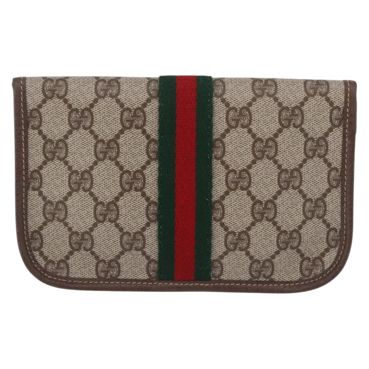 Gucci Sherry Line Canvas Beige Pvc Clutche & Pouche Bag (Pre-Owned)