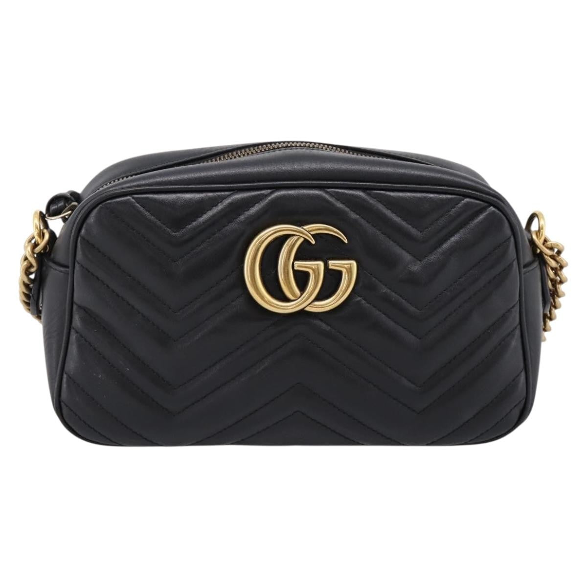 Gucci Gg Marmont Monochrome Matelasse Leather Black Leather Shoulder Bag Bag (Pre-Owned)