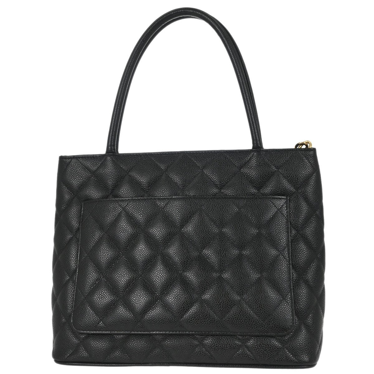 Chanel Medallion Tote Quilted Caviar Black Calfskin Tote Bag Bag (Pre-Owned)