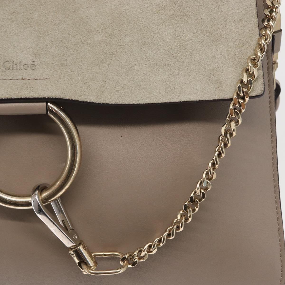 Chloe Faye Leather And Suede Beige Suede Shoulder Bag Bag (Pre-Owned)