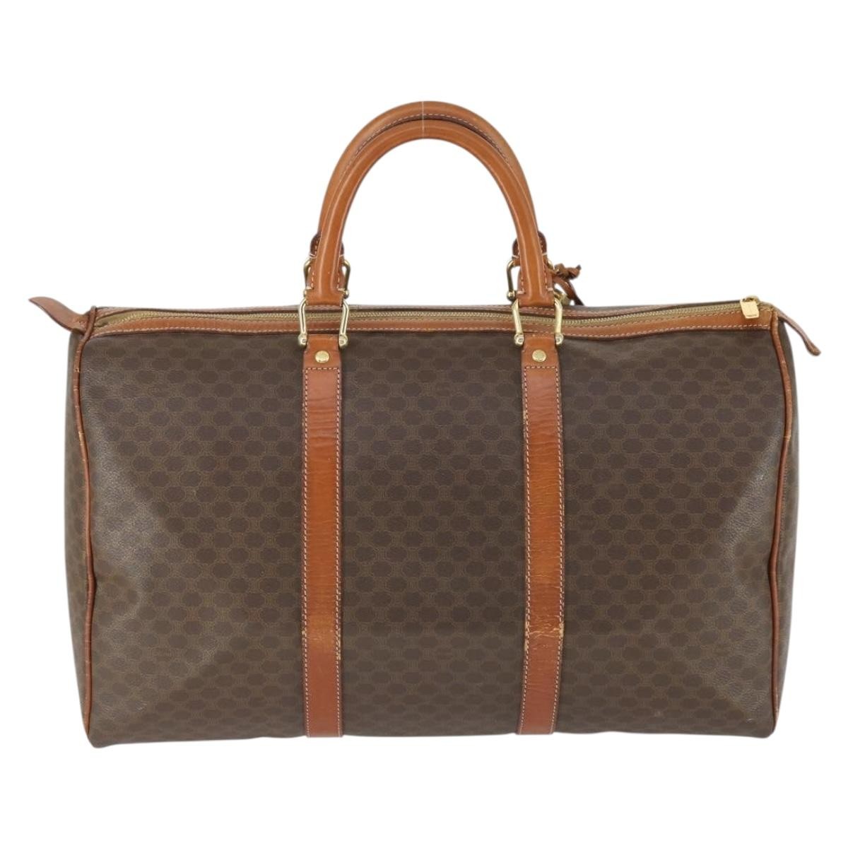 Celine Vintage Macadam Boston Canvas Brown Pvc Travel Bag Bag (Pre-Owned)
