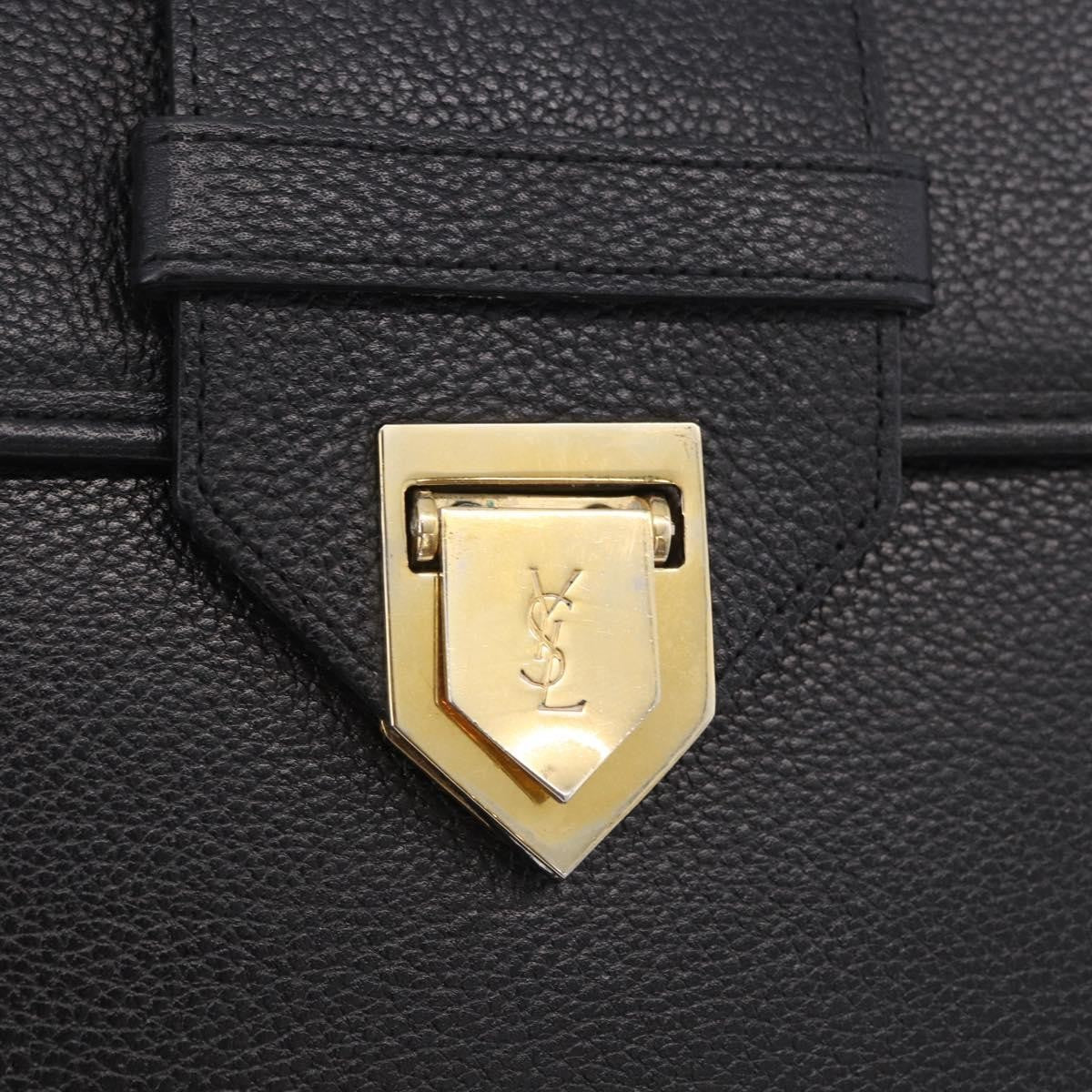 Saint Laurent Vintage Shoulder Bag Leather Black Leather Shoulder Bag Bag (Pre-Owned)
