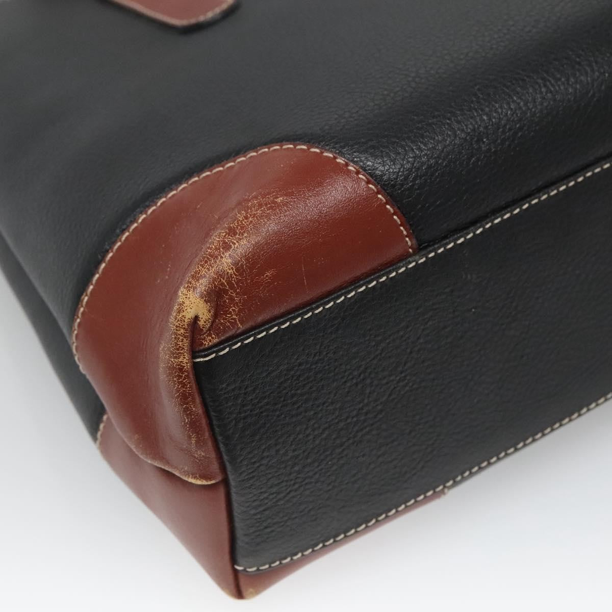 Bally Vintage Leather Black Leather Handbag (Pre-Owned)