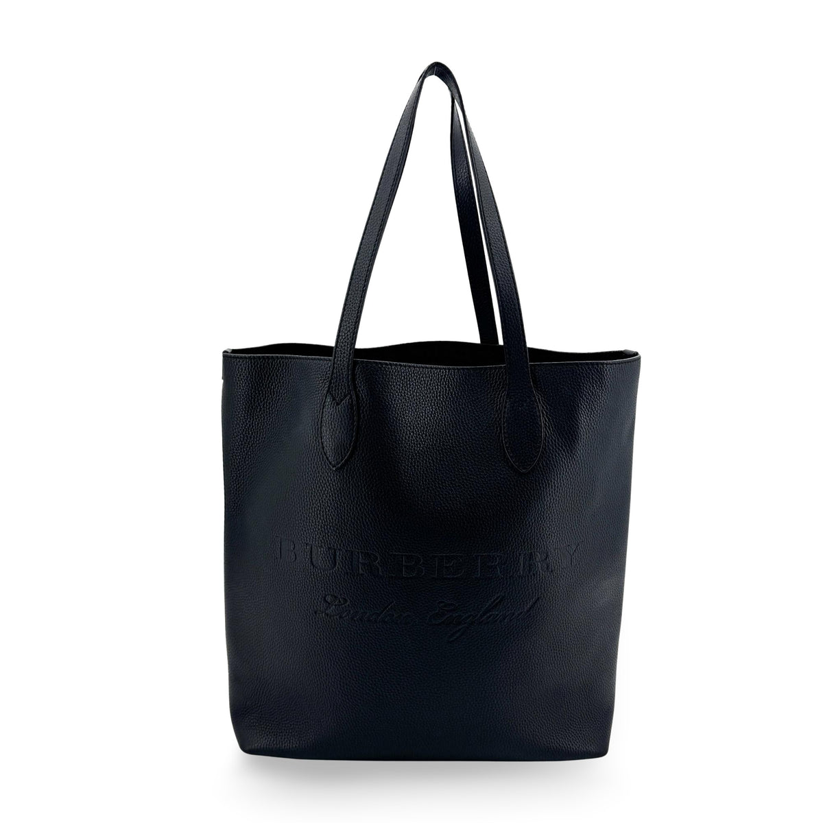 Burberry Remington Embossed Leather Black Leather Tote Bag Bag (Pre-Owned)