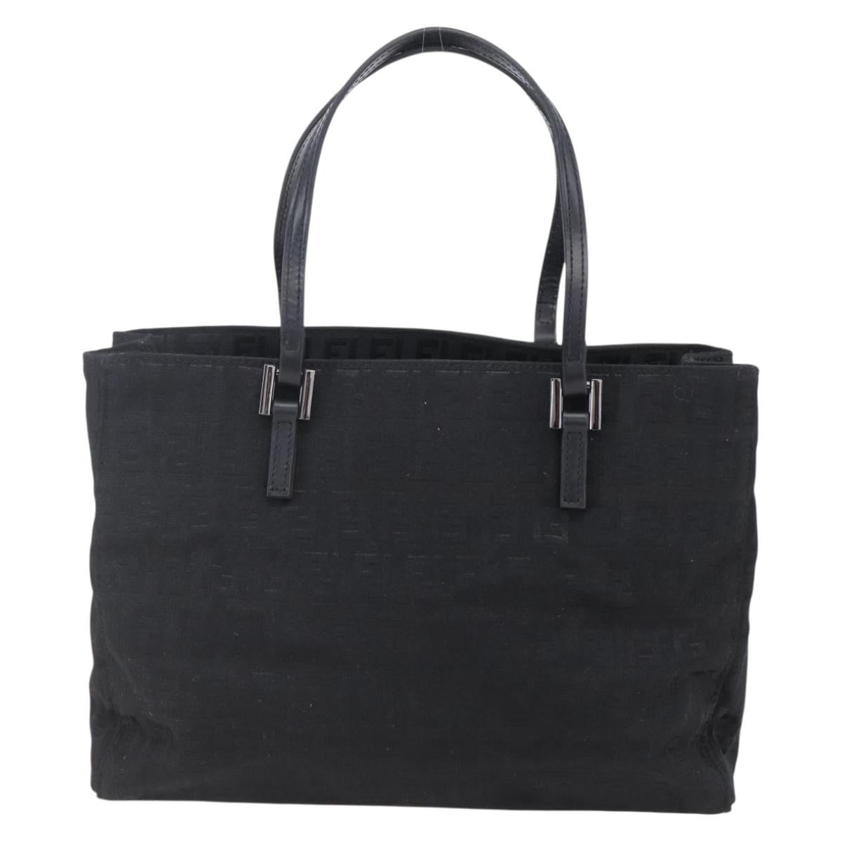 Fendi Vintage Shopping Zucchino Canvas Black Canvas Tote Bag Bag (Pre-Owned)