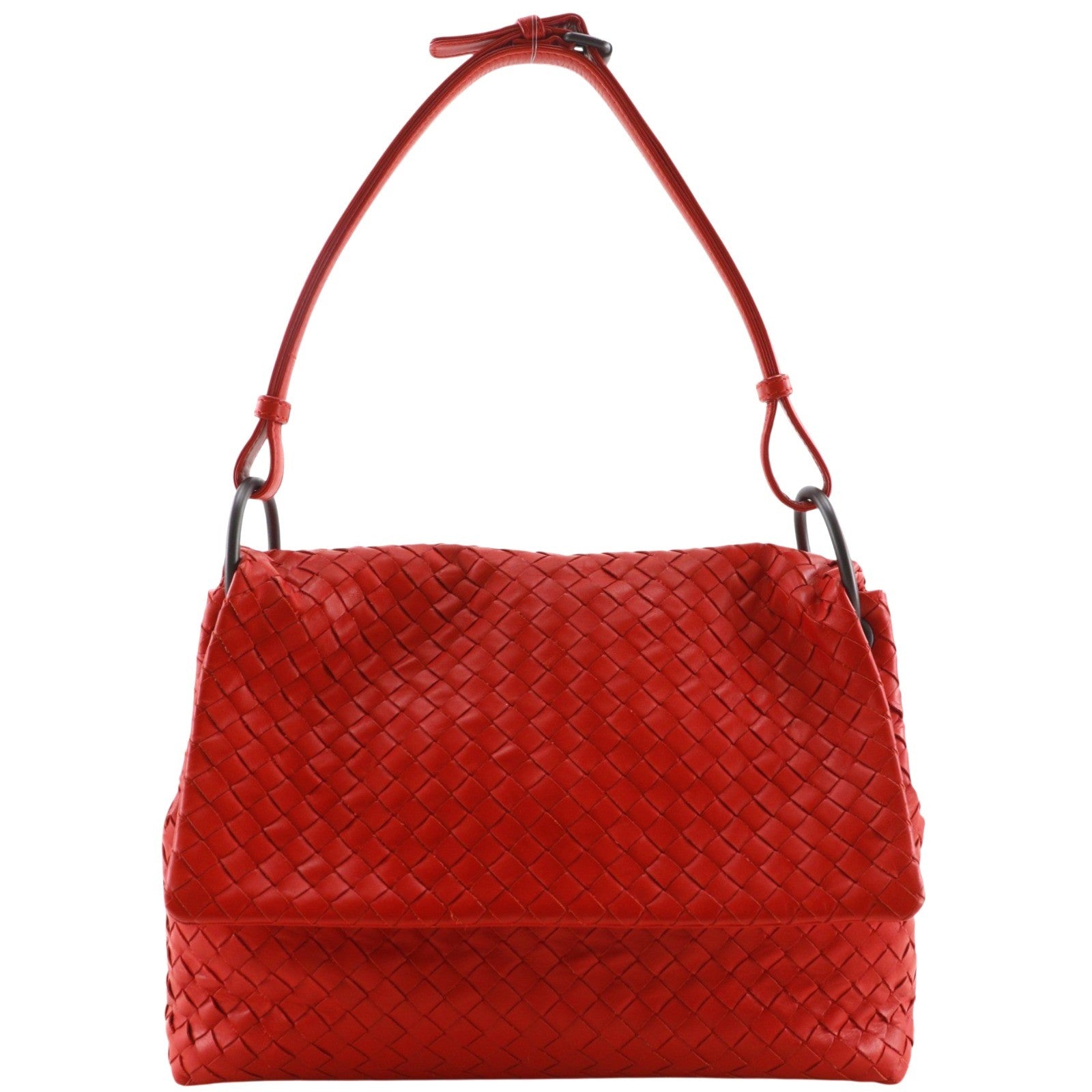 Bottega Veneta Intrecciato Shoulder Leather Red Calfskin Shoulder Bag Bag (Pre-Owned)