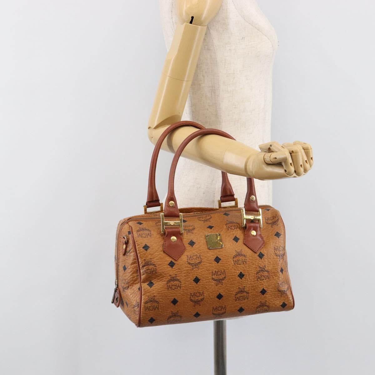 MCM Visetos Logogramme Leather Brown Leather Handbag (Pre-Owned)