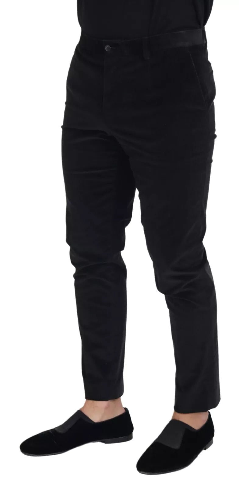 Dolce & Gabbana Black Stretch Cotton Slim Trousers Chino Men's Pants (Pre-Owned)