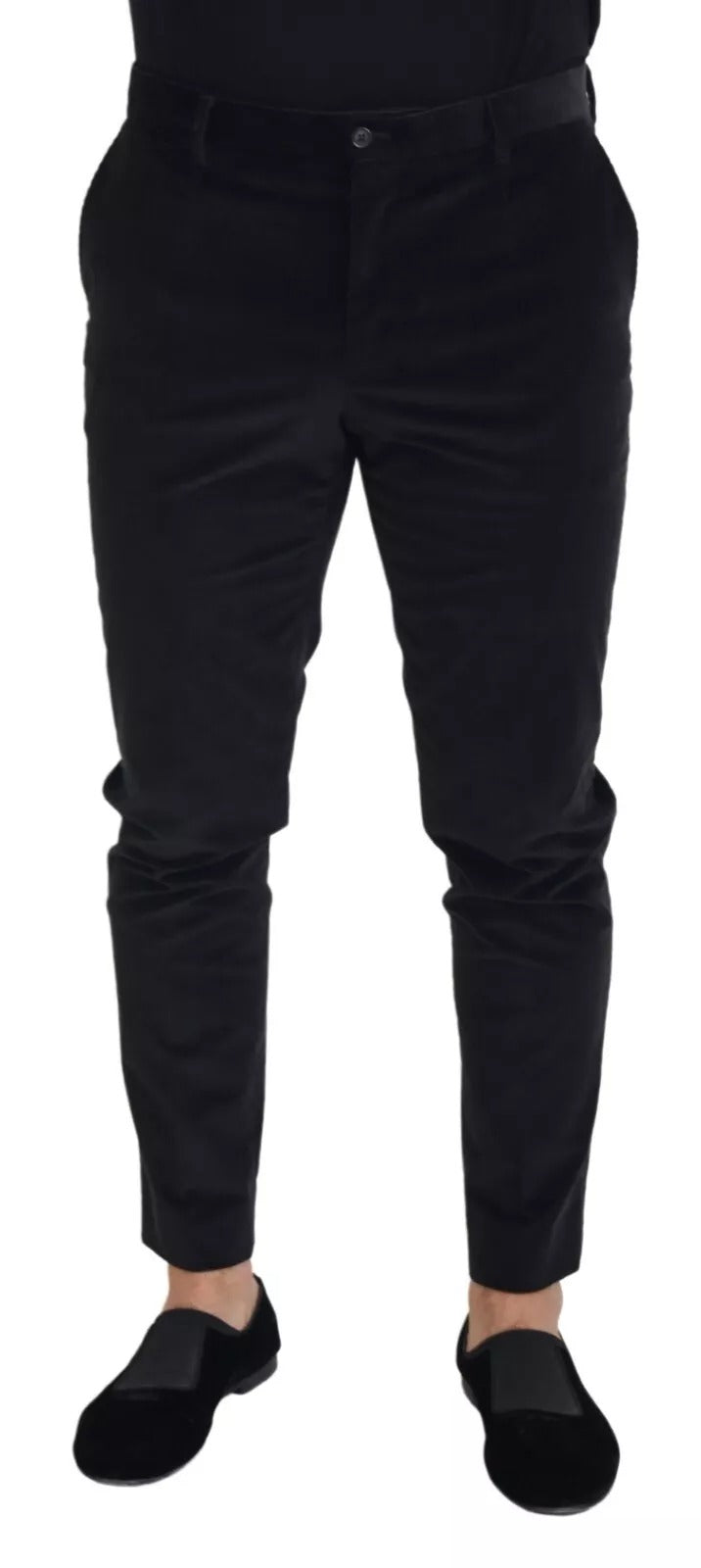 Dolce & Gabbana Black Stretch Cotton Slim Trousers Chino Men's Pants (Pre-Owned)