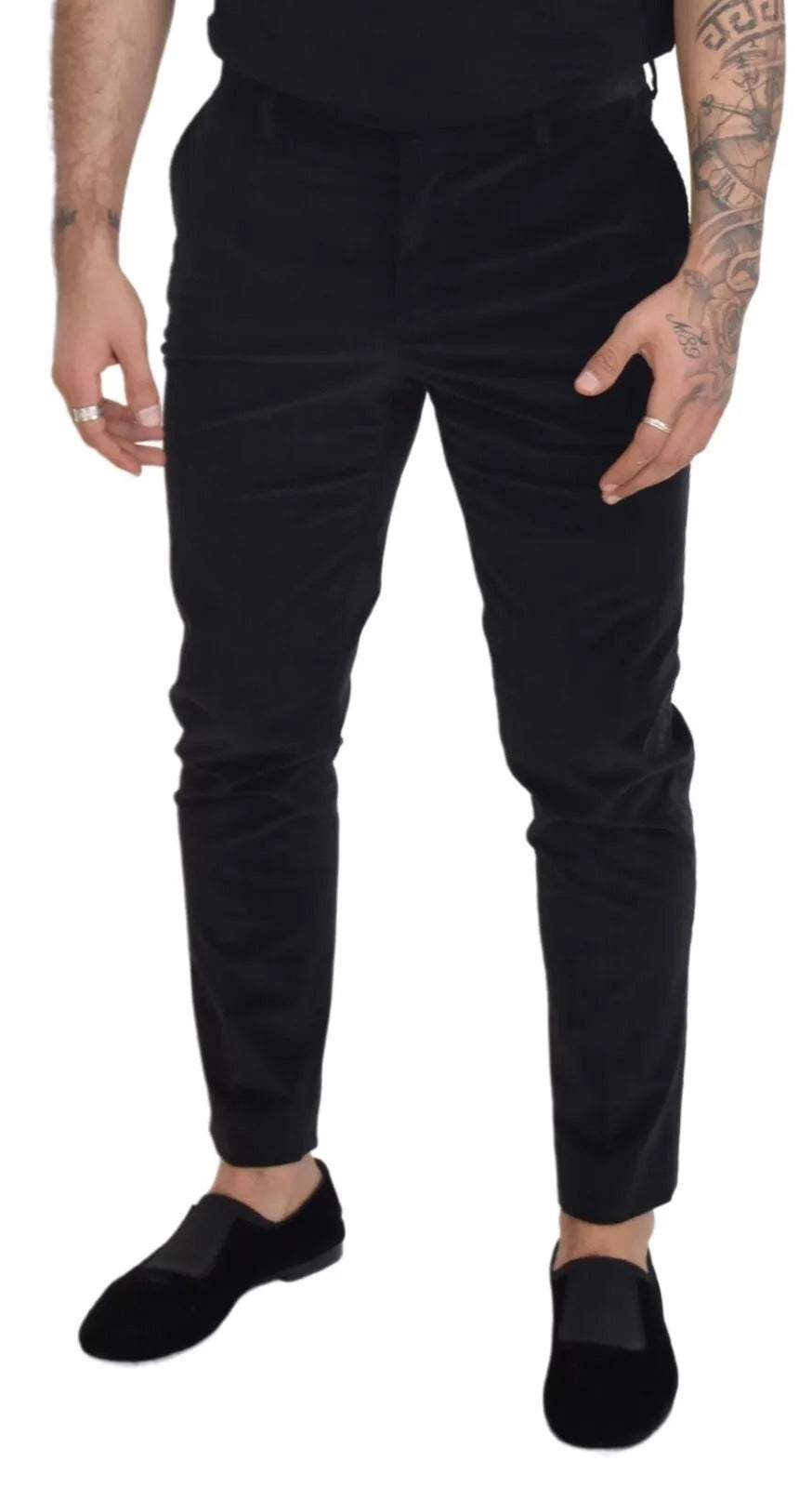 Dolce & Gabbana Black Stretch Cotton Slim Trousers Chino Men's Pants (Pre-Owned)
