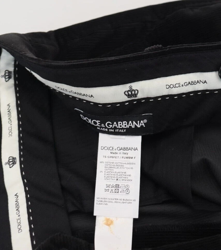 Dolce & Gabbana Black Stretch Cotton Slim Trousers Chino Men's Pants (Pre-Owned)