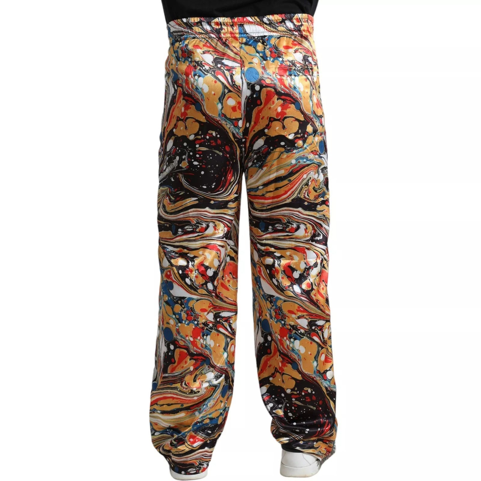 Dolce & Gabbana Multicolor Marble Print Satin Trouser Men's Pants (Pre-Owned)