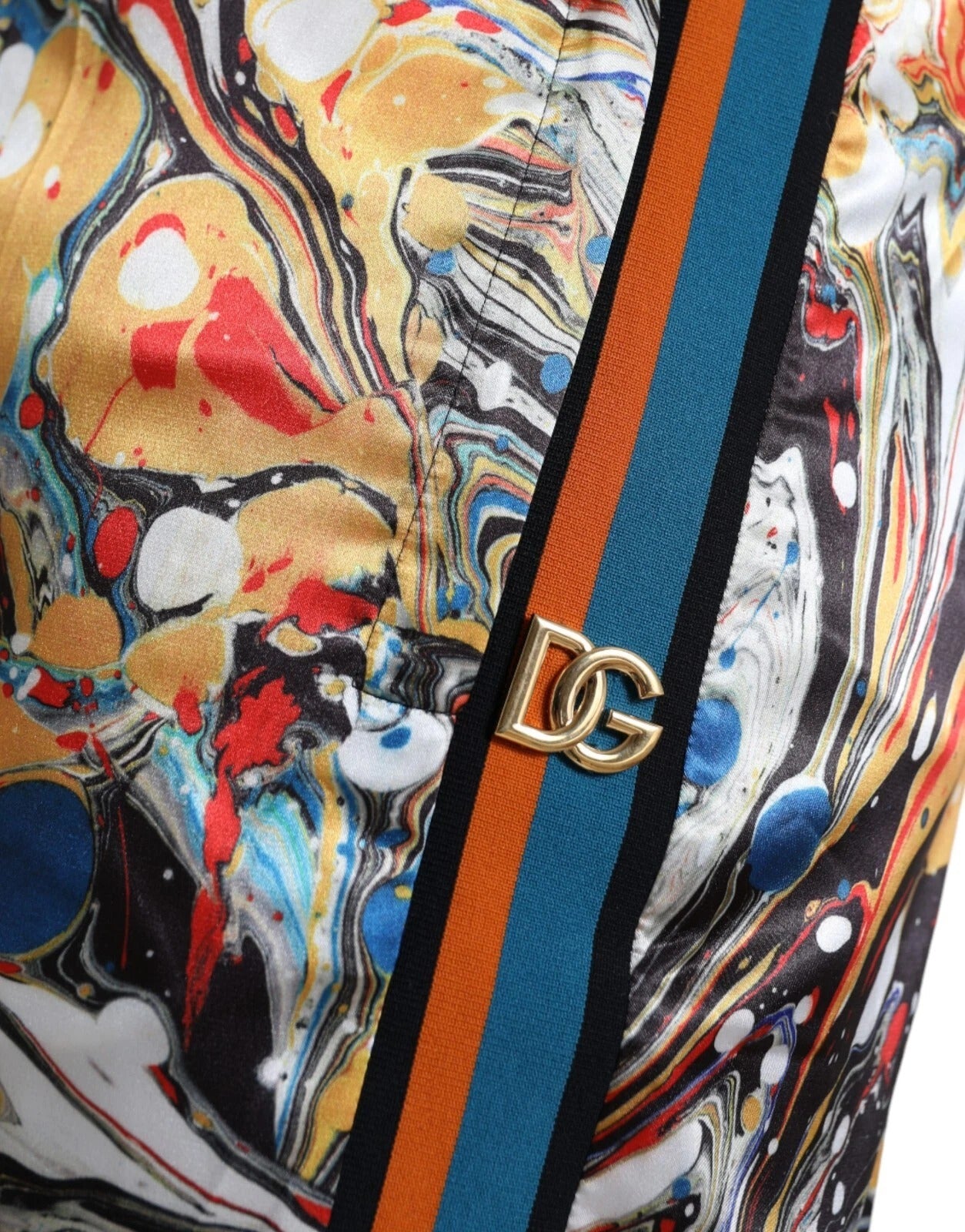 Dolce & Gabbana Multicolor Marble Print Satin Trouser Men's Pants (Pre-Owned)