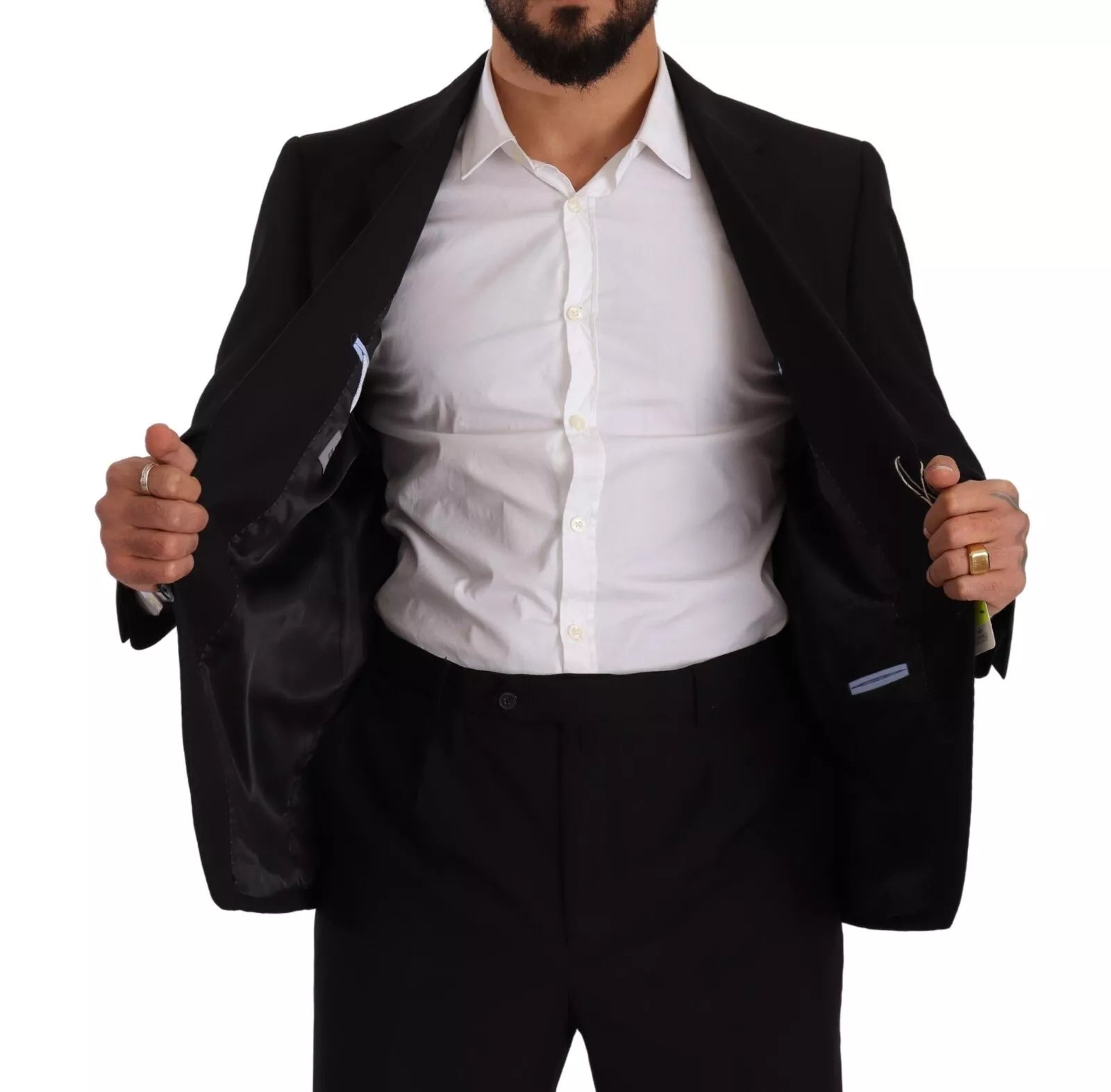 Domenico Tagliente Blue Polyester Single Breasted Formal 2 Piece Men's Suit (Pre-Owned)