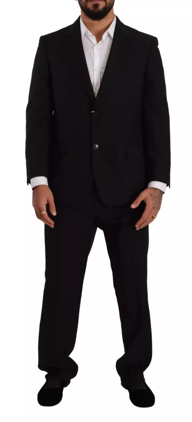 Domenico Tagliente Blue Polyester Single Breasted Formal 2 Piece Men's Suit (Pre-Owned)