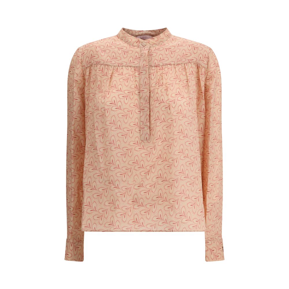 Kristina Ti Light Pink Silk Pattern Women's Shirt