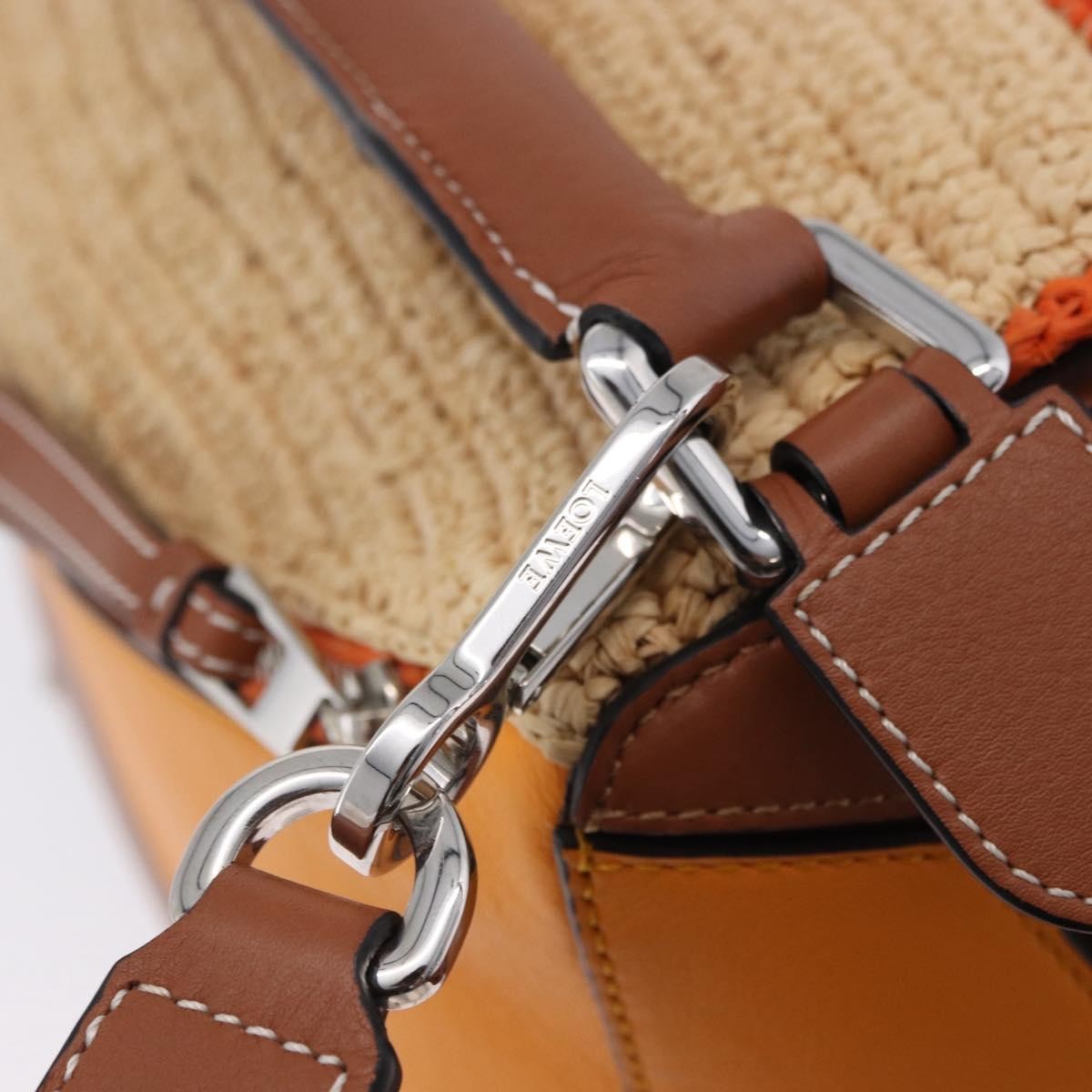 Loewe Puzzle Leather And Raffia Beige Leather Handbag (Pre-Owned)