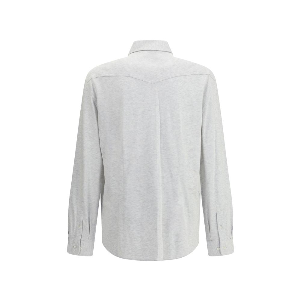 Brunello Cucinelli Gray Denim Men's Shirt