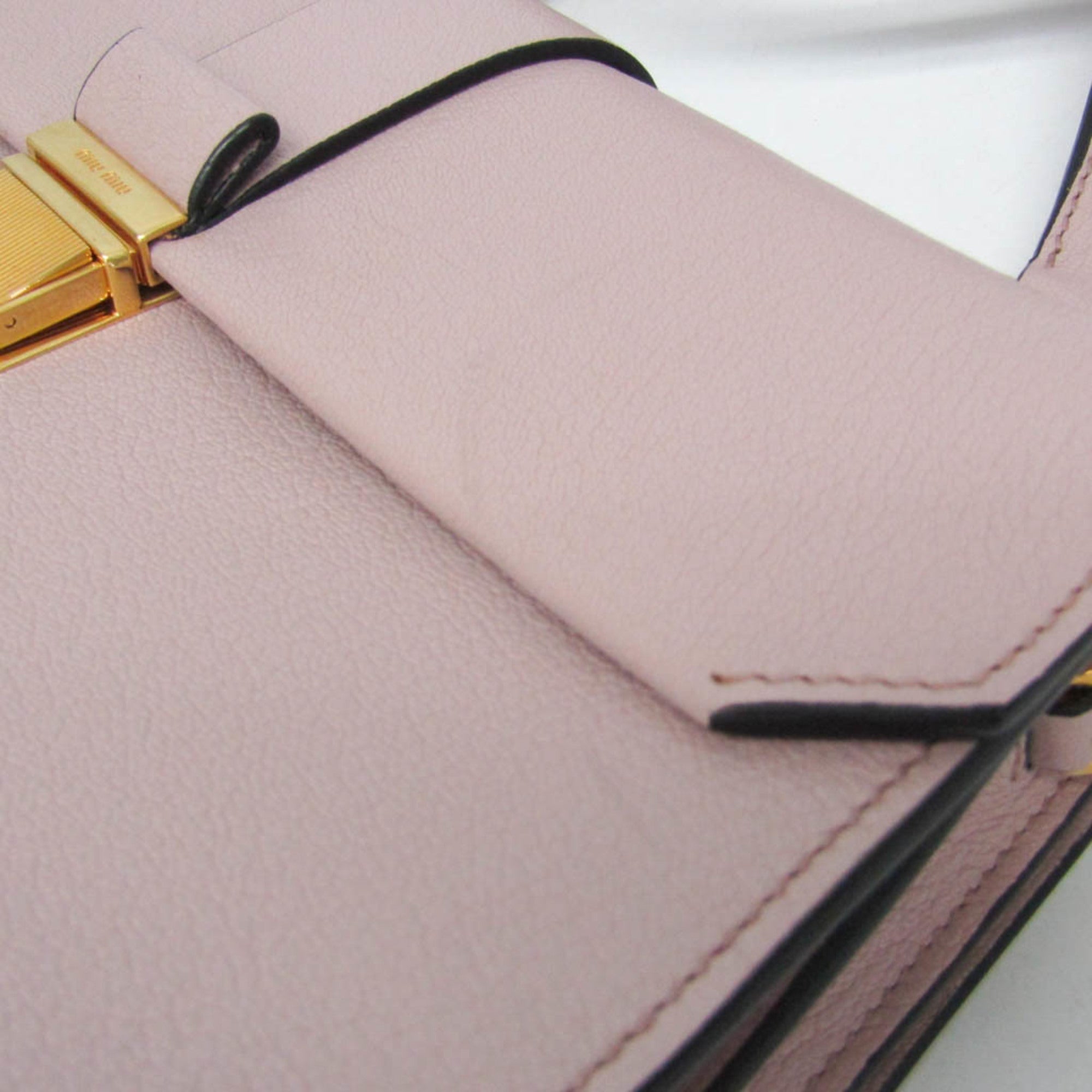 Miu Miu Madras Convertible Compartment Top Handle Leather Pink Leather Handbag (Pre-Owned)