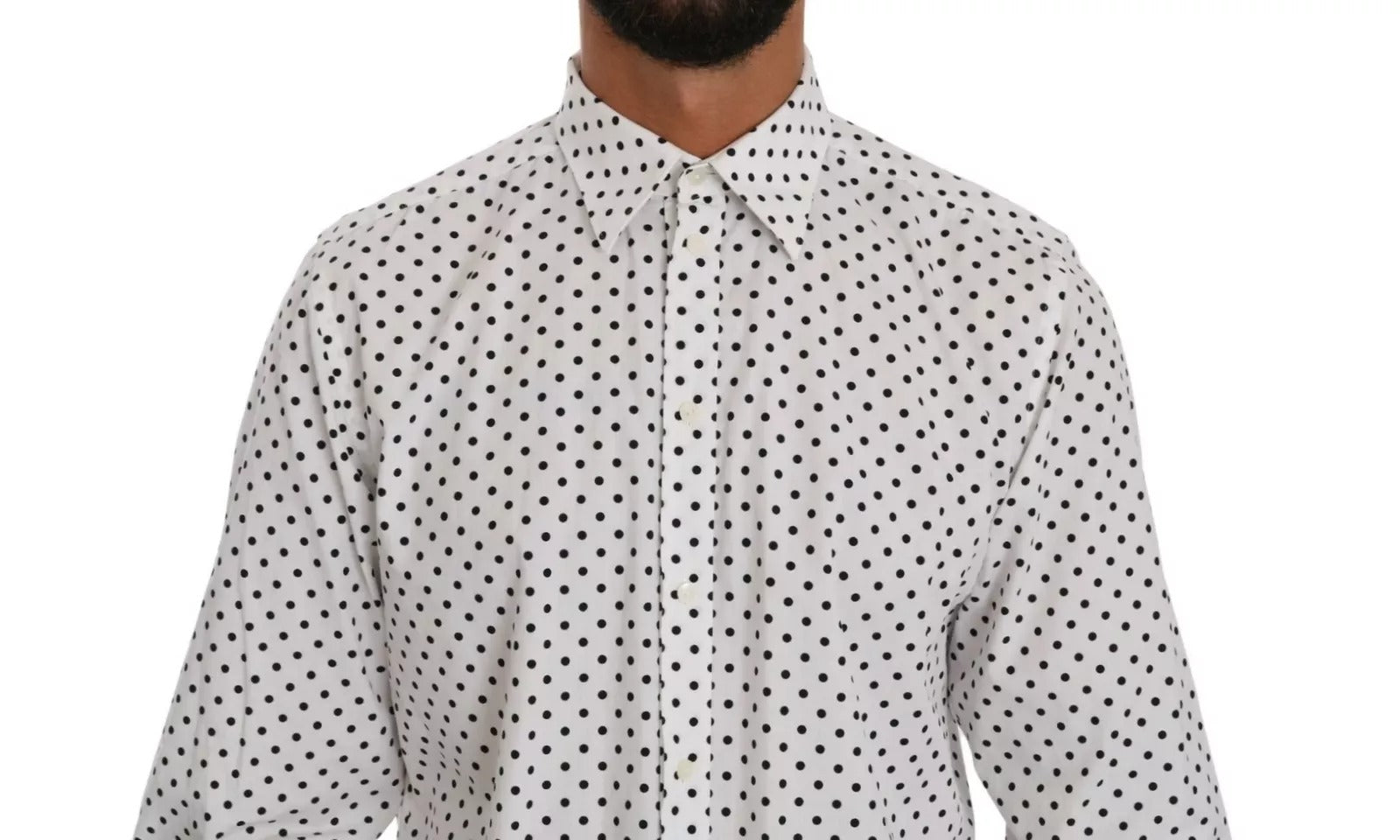 Dolce & Gabbana White Dotted Dress Formal MARTINI Men's Shirt (Pre-Owned)