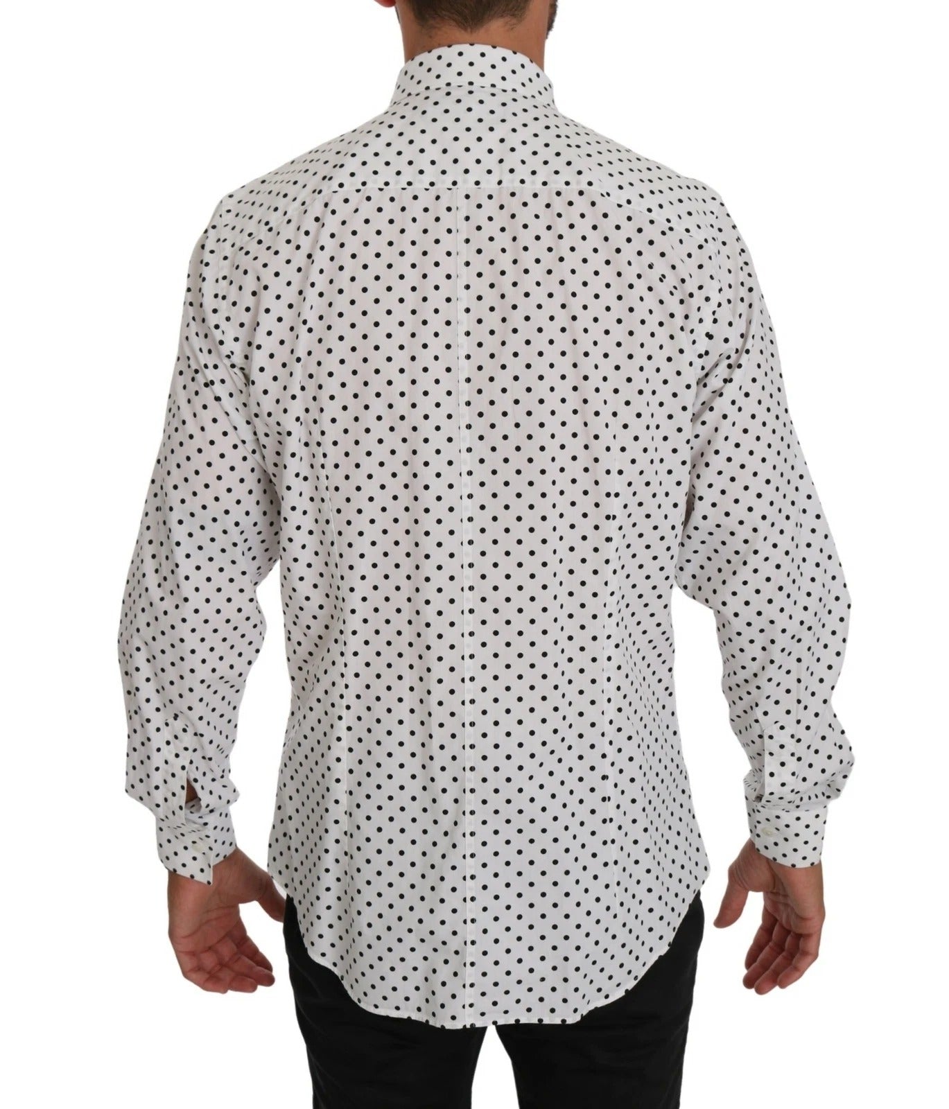 Dolce & Gabbana White Dotted Dress Formal MARTINI Men's Shirt (Pre-Owned)