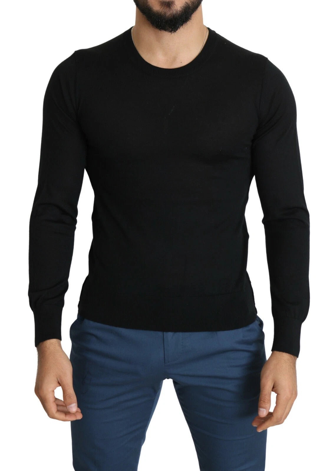 Dolce & Gabbana Black Cashmere Crewneck Pullover Men's Sweater (Pre-Owned)