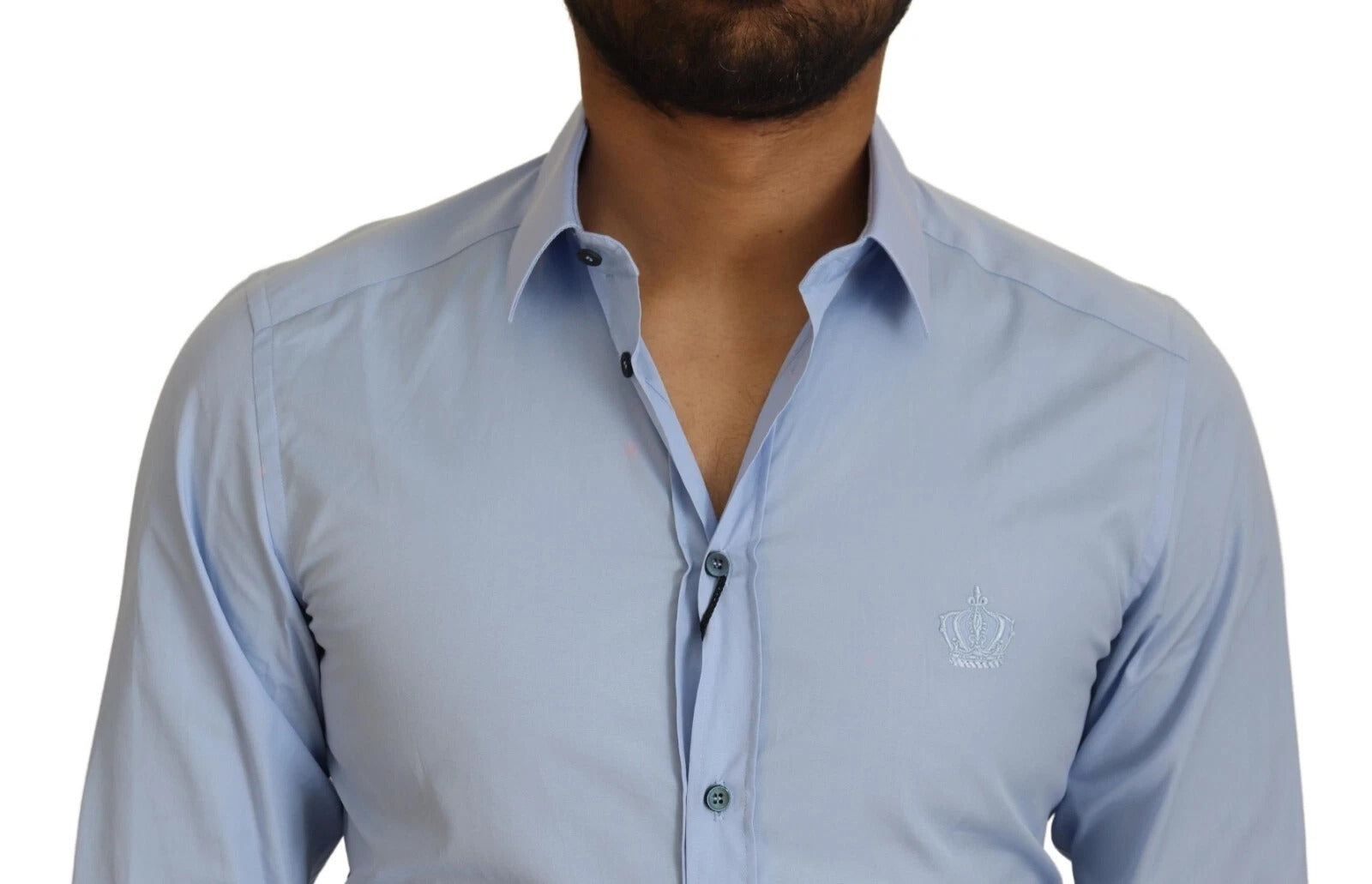 Dolce & Gabbana Light Blue Cotton Slim Fit Dress Men's Shirt (Pre-Owned)