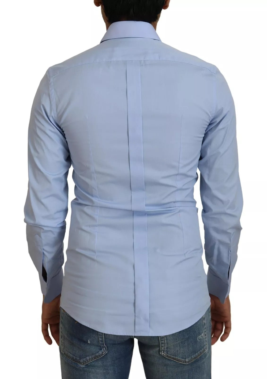 Dolce & Gabbana Light Blue Cotton Slim Fit Dress Men's Shirt (Pre-Owned)
