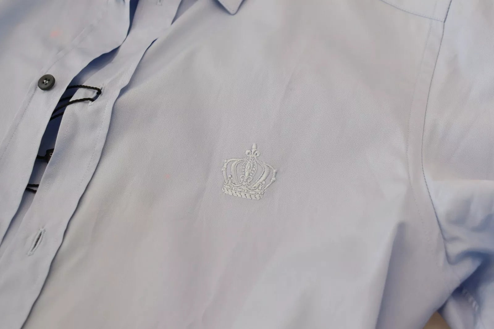 Dolce & Gabbana Light Blue Cotton Slim Fit Dress Men's Shirt (Pre-Owned)