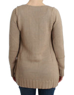 Cavalli Elegant Beige Knitted Crew Neck Women's Sweater