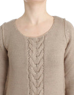 Cavalli Elegant Beige Knitted Crew Neck Women's Sweater