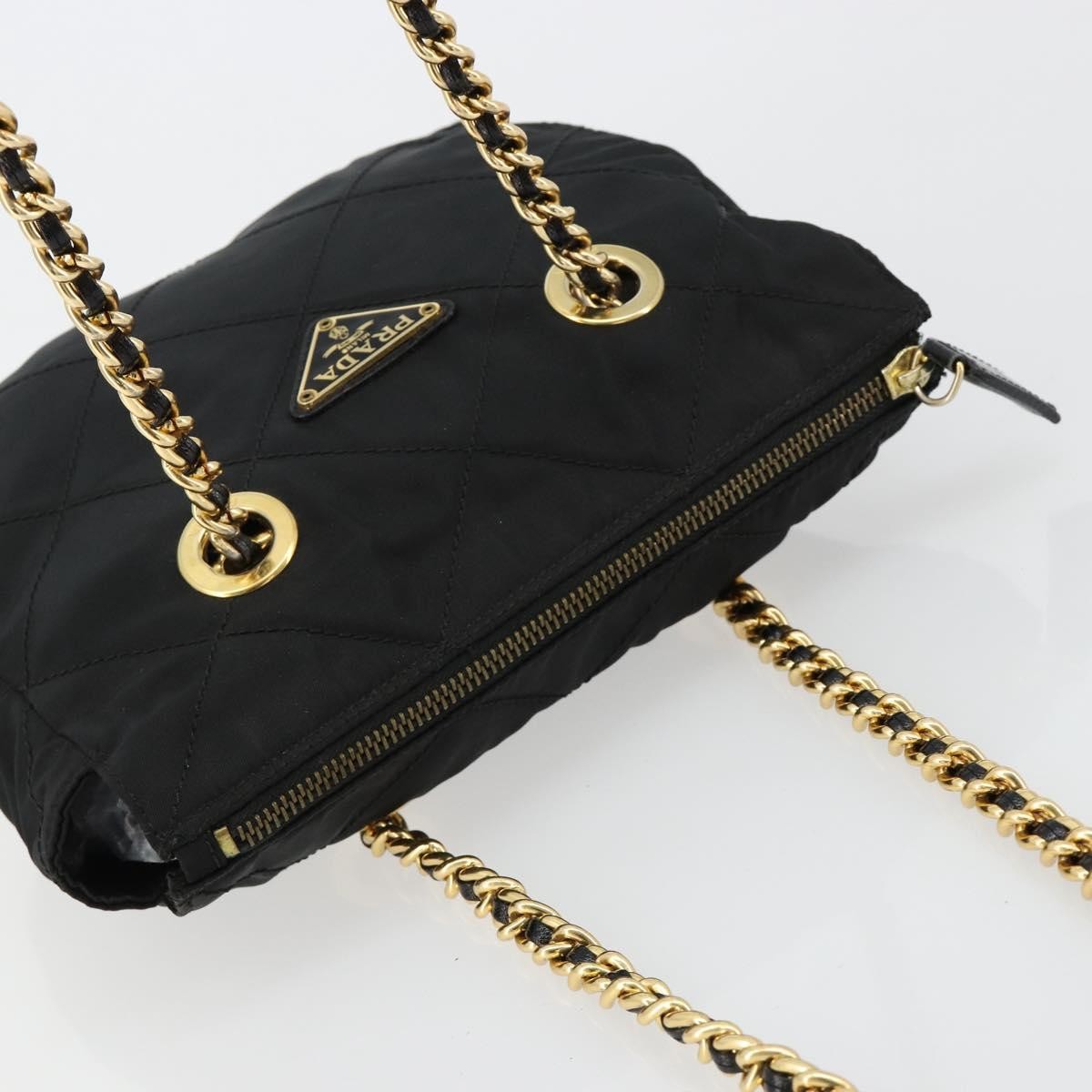 Prada Re-Edition 1995 Chain Quilted Tessuto Black Nylon Shoulder Bag Bag (Pre-Owned)