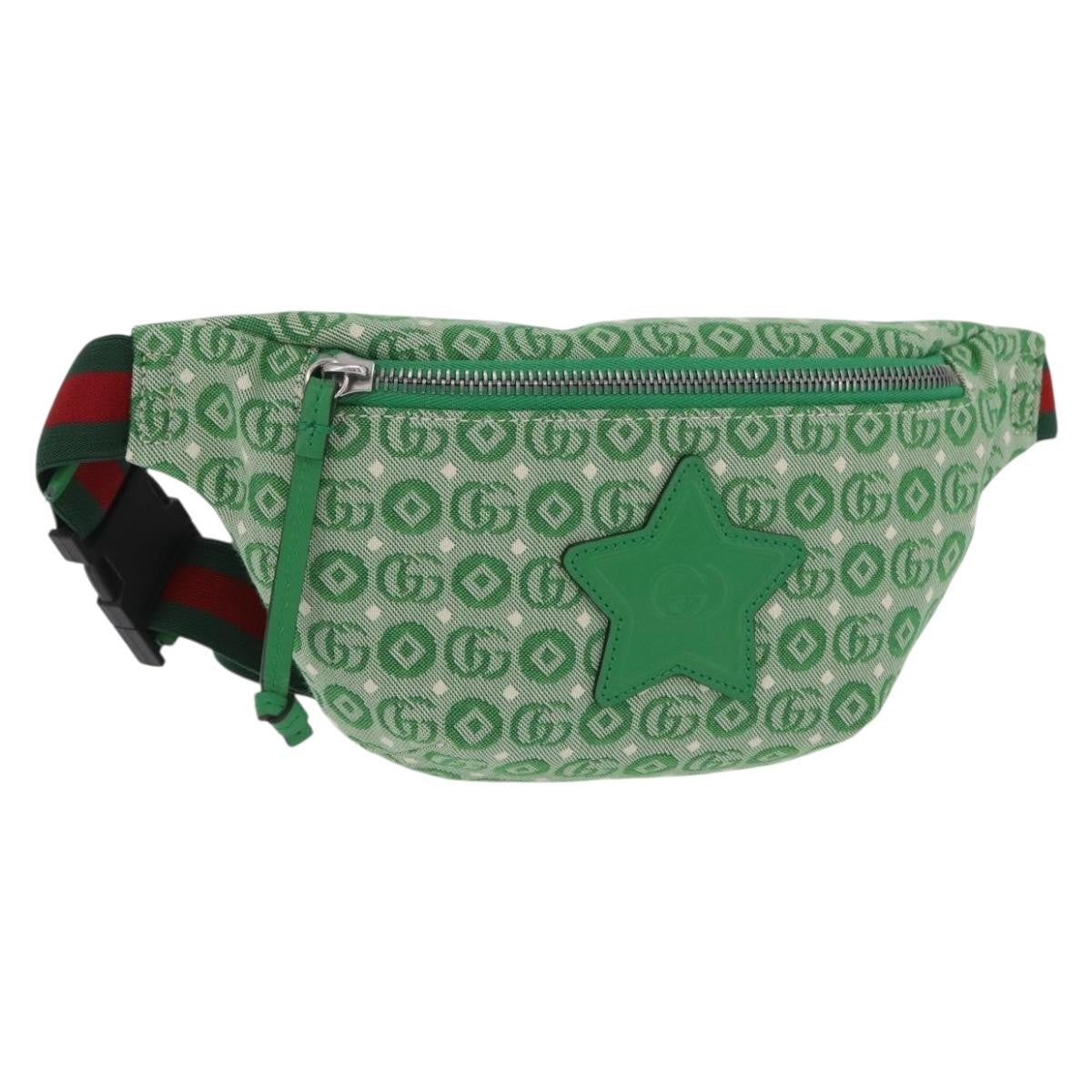 Gucci Children's Belt Gg Canvas Green Canvas Handbag (Pre-Owned)