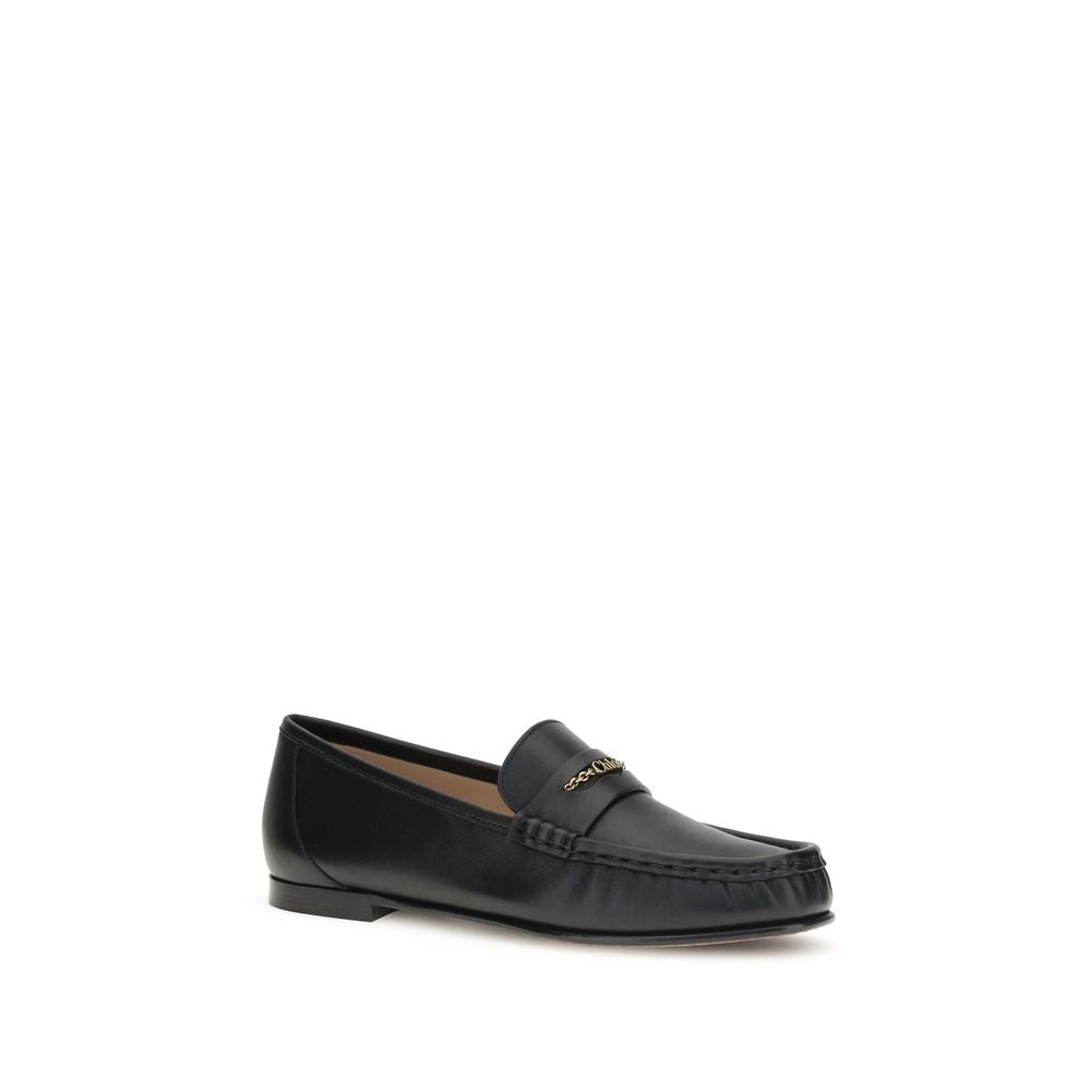 Chloé Black Calf Leather Bos Taurus Slip-On Women's Loafers