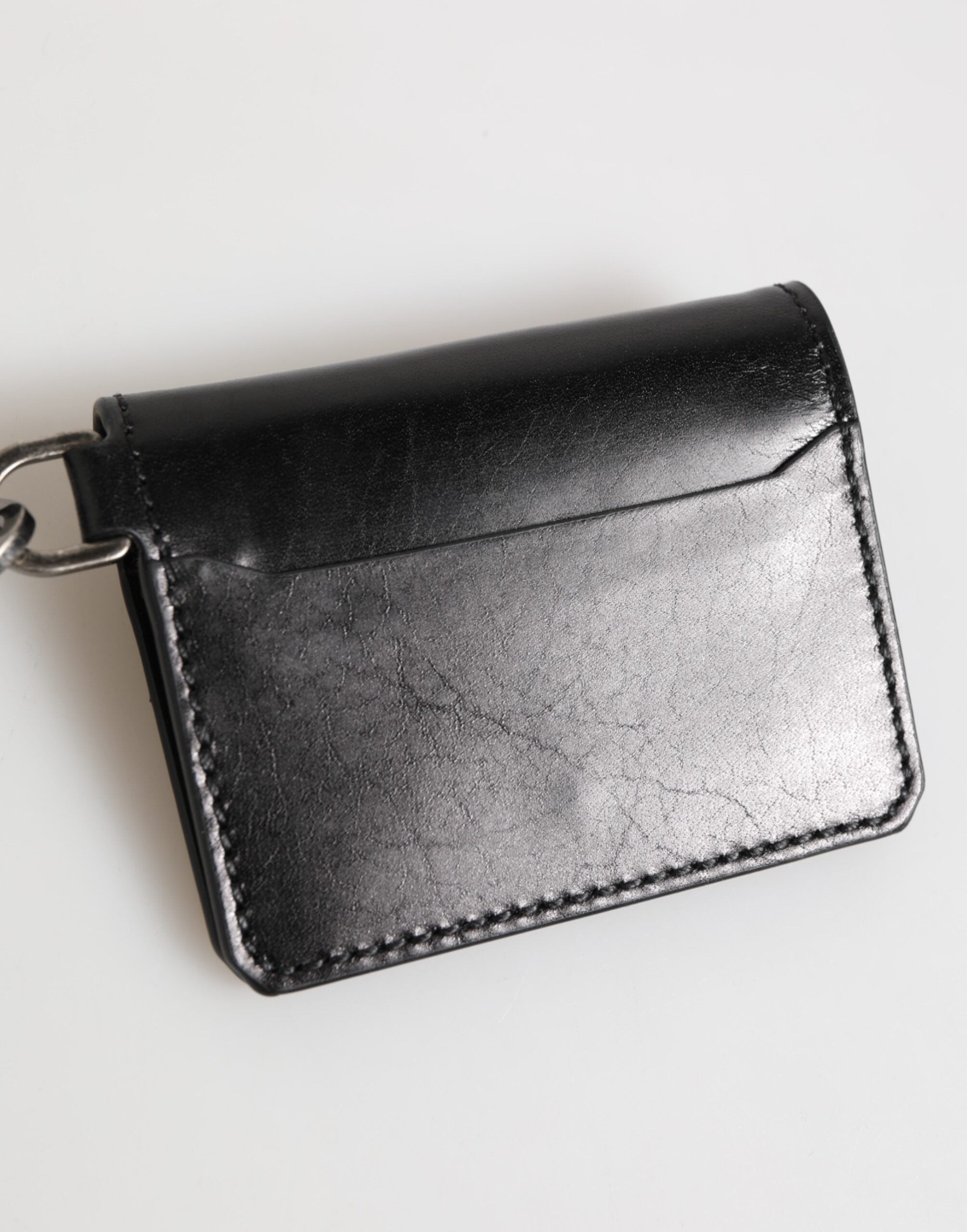 Dolce & Gabbana Black Leather Logo Embossed Key Chain Card Holder Men's Wallet (Pre-Owned)