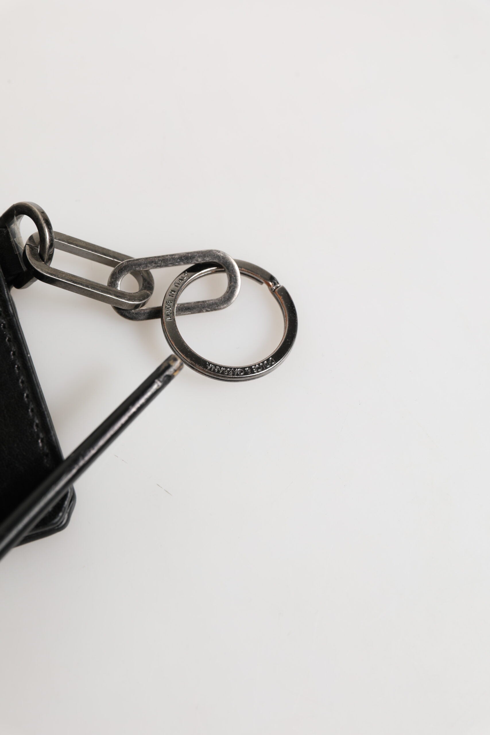Dolce & Gabbana Black Leather Logo Embossed Key Chain Card Holder Men's Wallet (Pre-Owned)