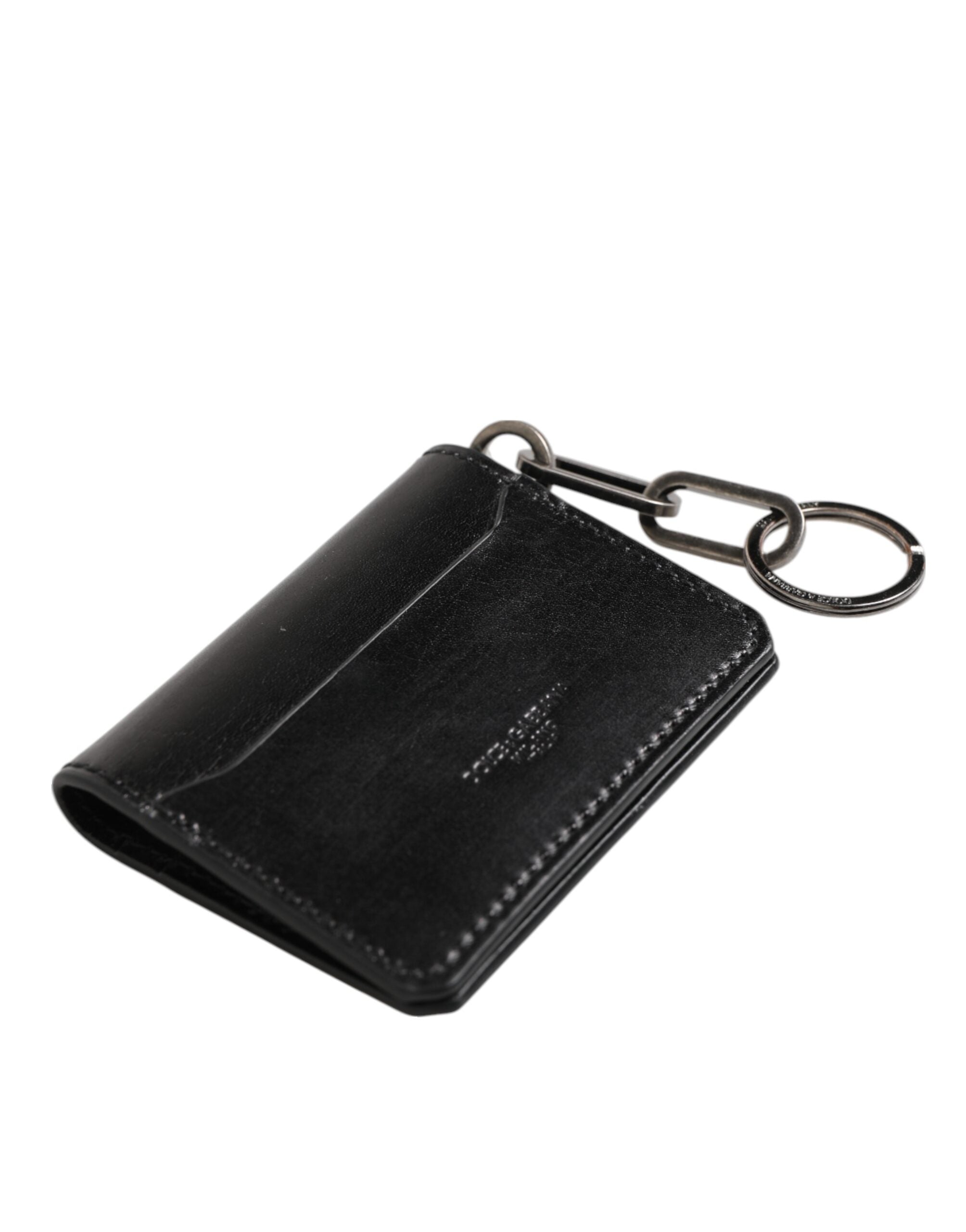 Dolce & Gabbana Black Leather Logo Embossed Key Chain Card Holder Men's Wallet (Pre-Owned)