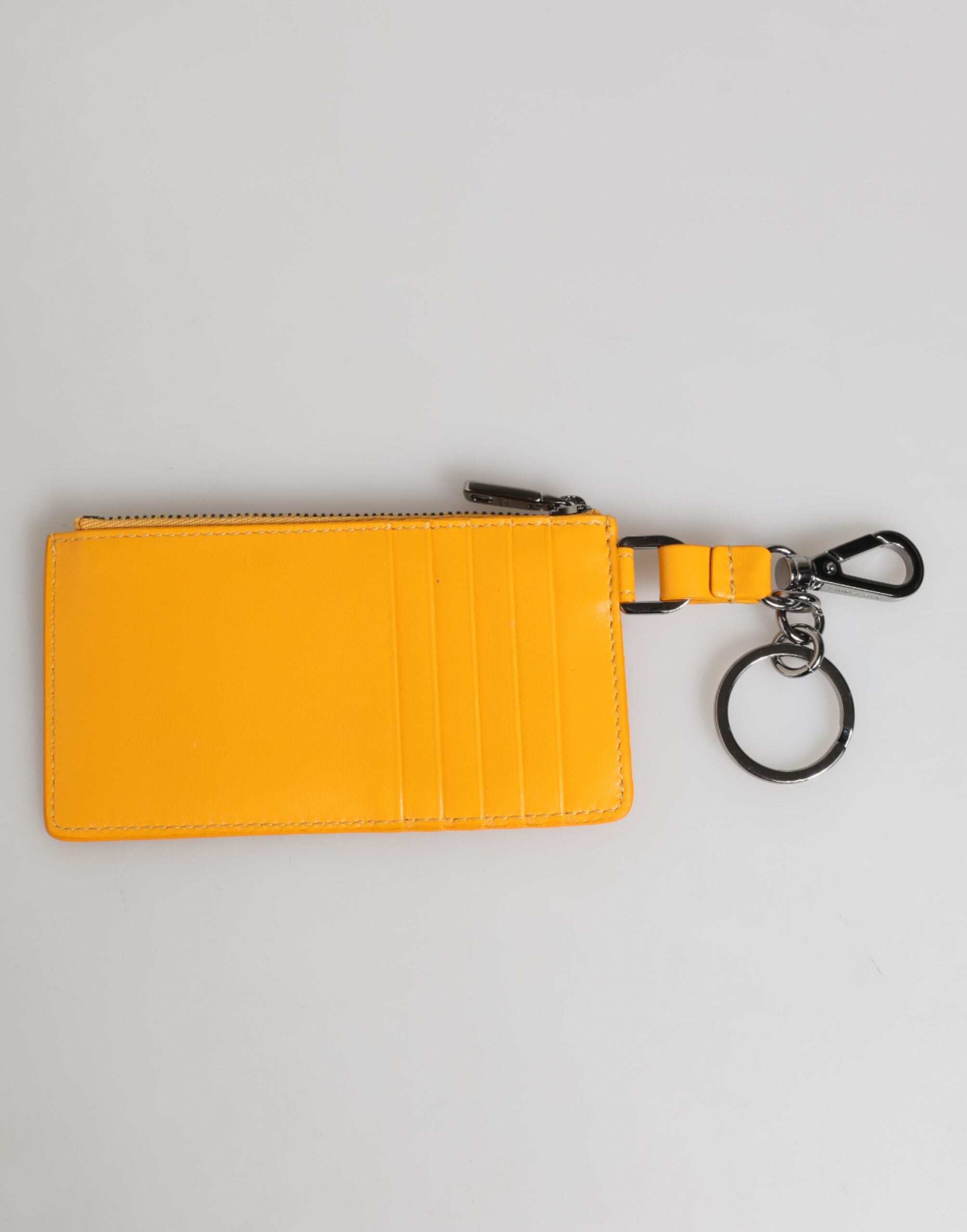 Dolce & Gabbana Yellow Orange Leather Credit Card Key Holder Clip On Men's Wallet