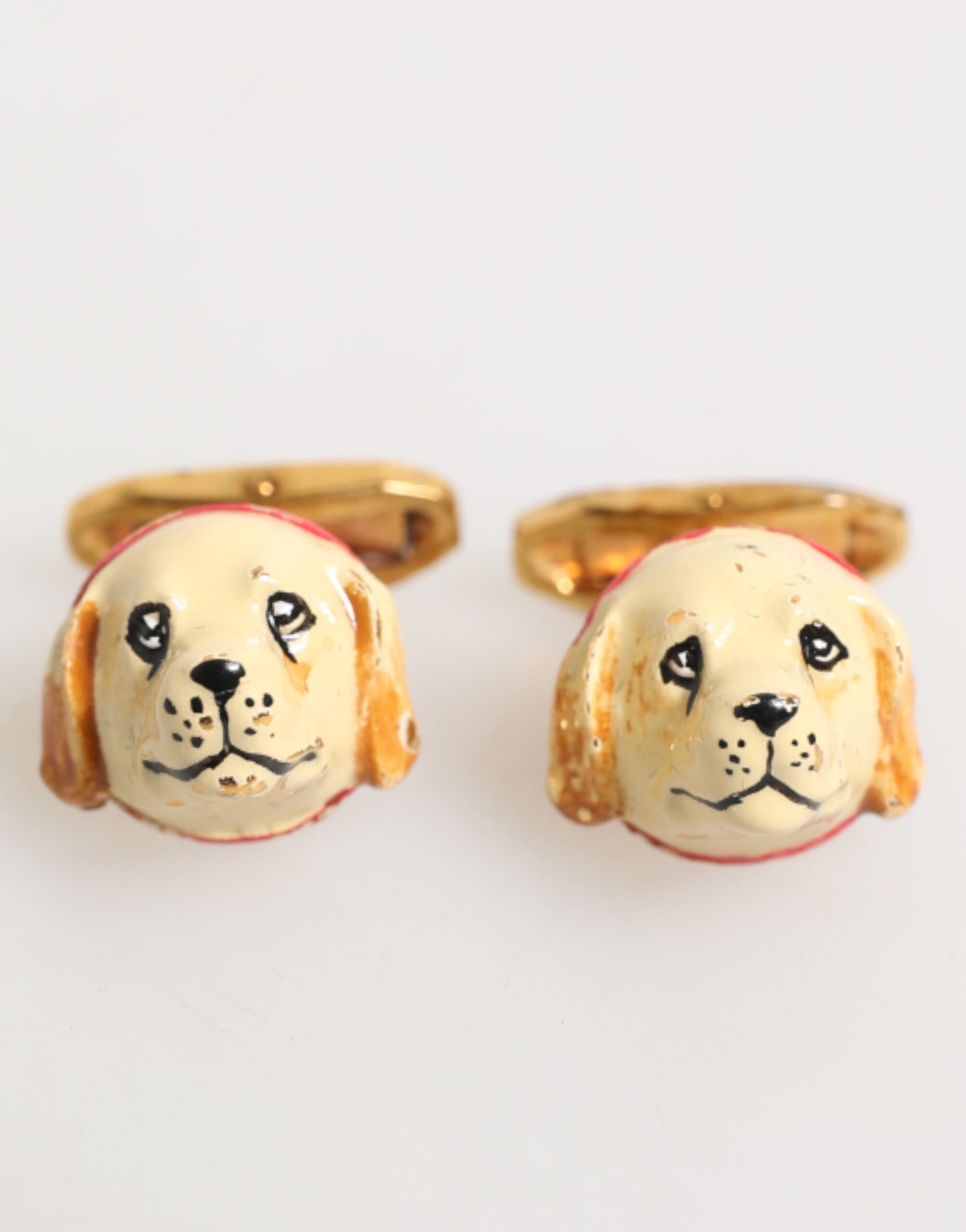 Dolce & Gabbana Brass Gold Tone Dog Puppy Men's Accessories Men's Cufflink
