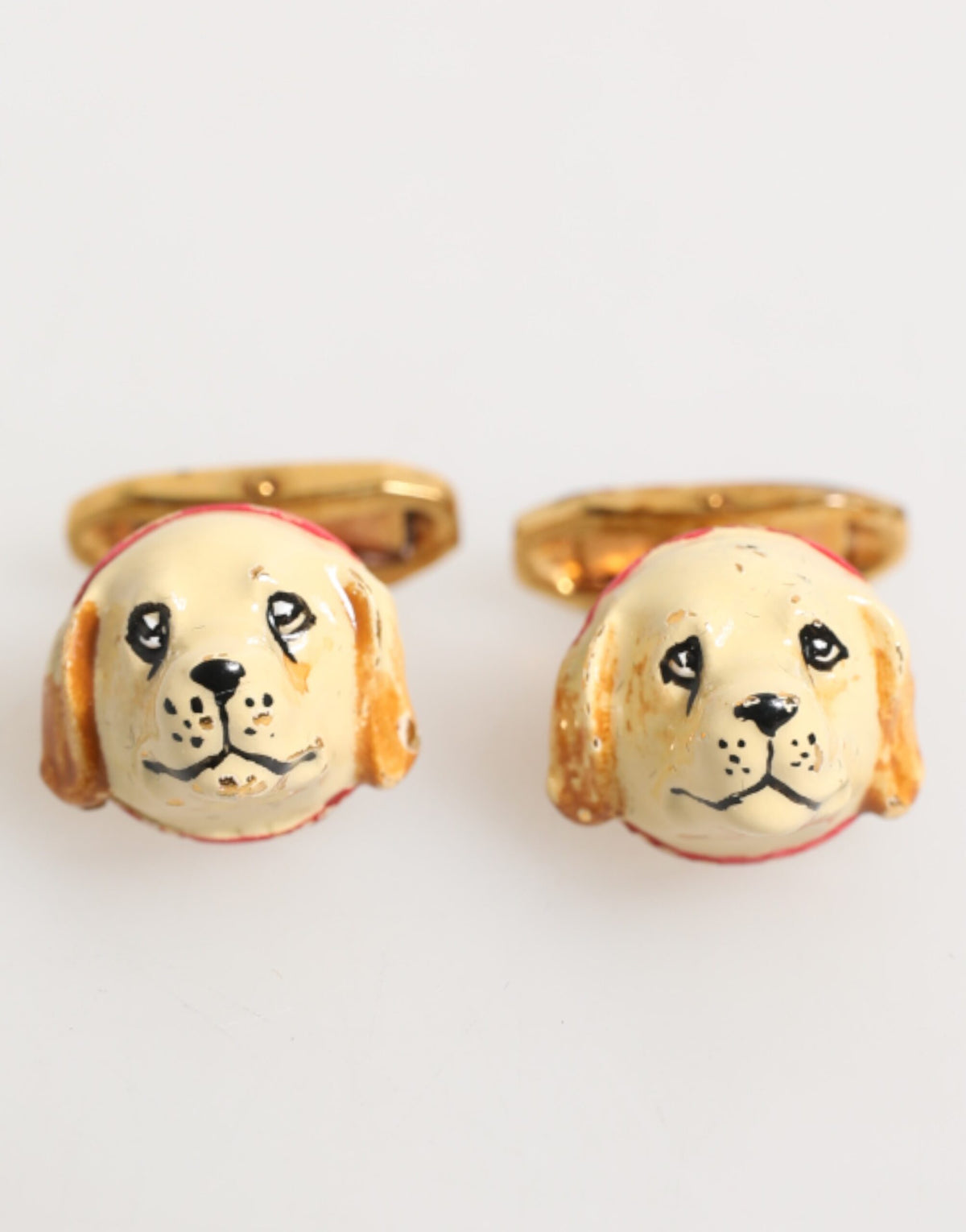 Dolce & Gabbana Brass Gold Tone Dog Puppy Men's Accessories Men's Cufflink