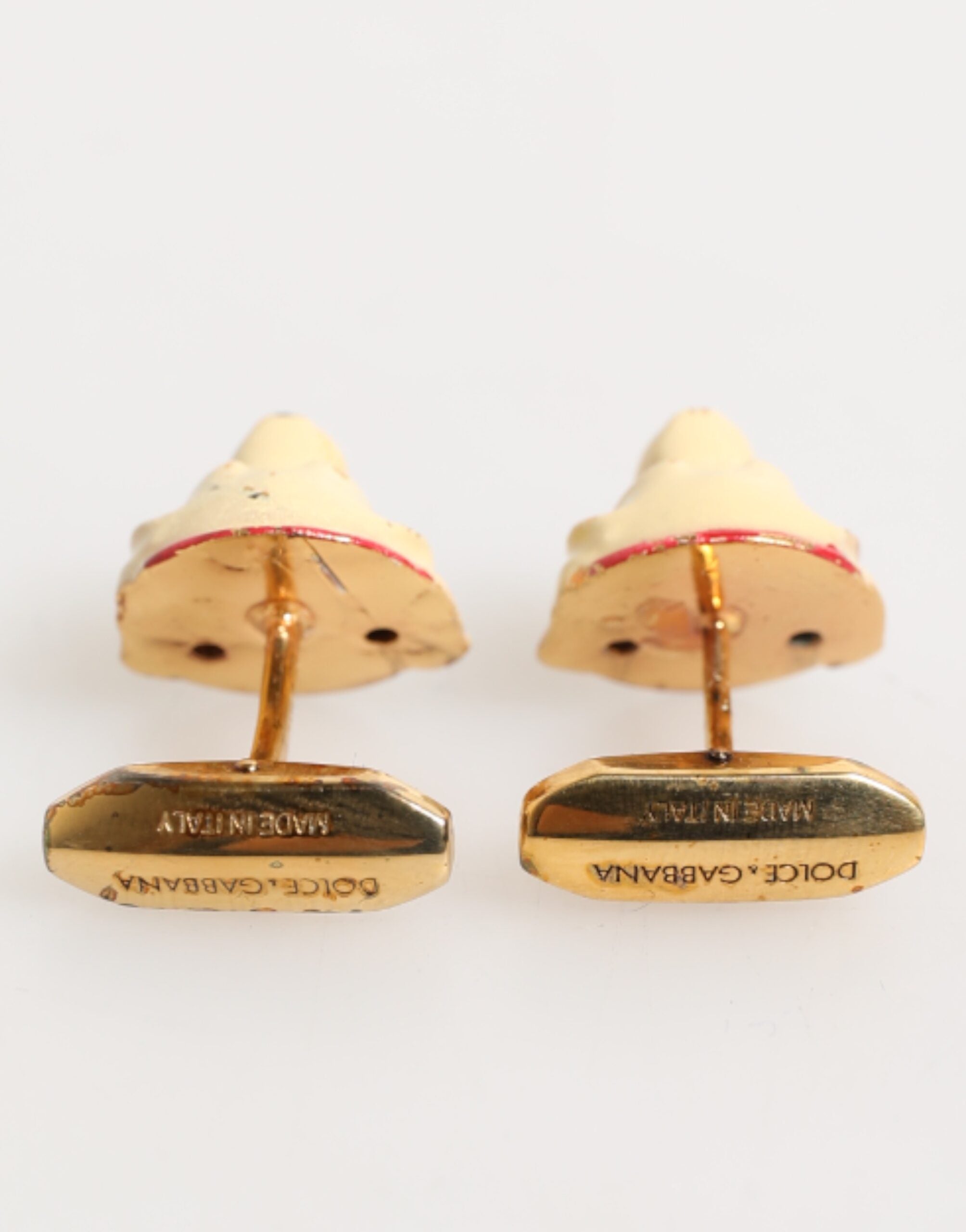 Dolce & Gabbana Brass Gold Tone Dog Puppy Men's Accessories Men's Cufflink