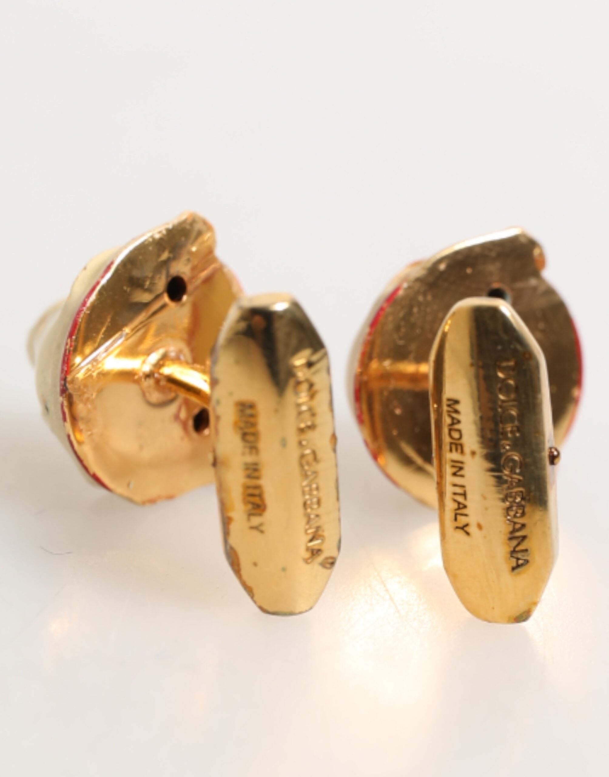 Dolce & Gabbana Brass Gold Tone Dog Puppy Men's Accessories Men's Cufflink