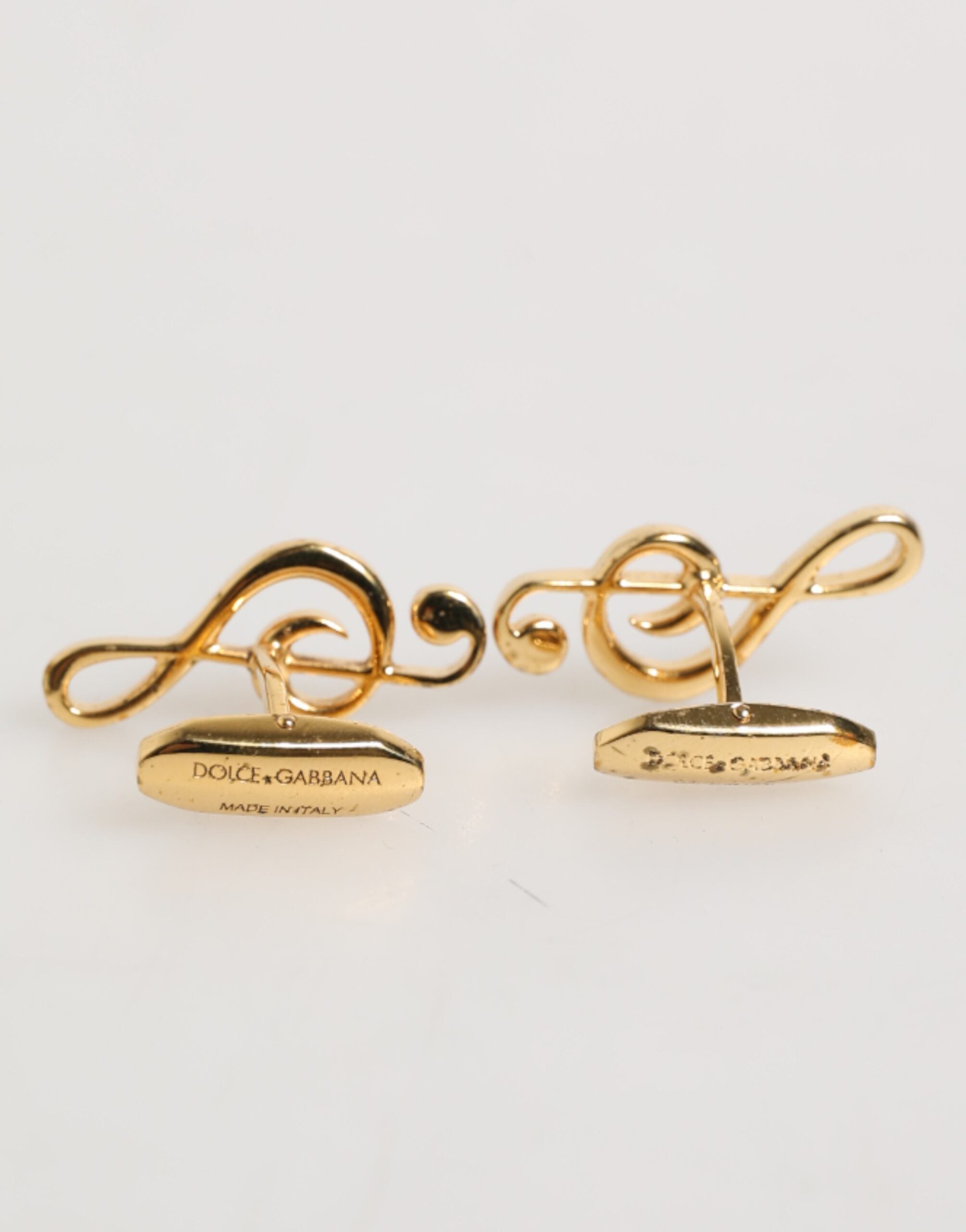 Dolce & Gabbana Gold Musical Note Metal Brass Pin Men Accessory Men's Cufflinks