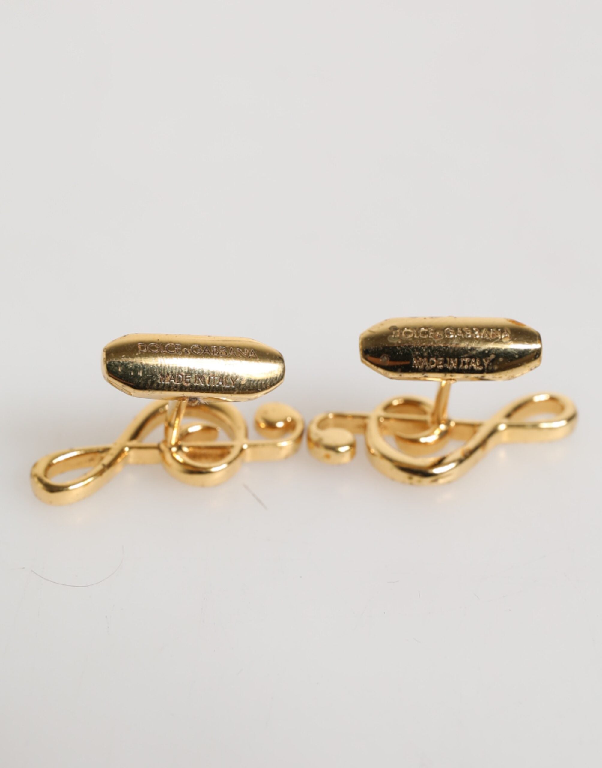 Dolce & Gabbana Gold Musical Note Metal Brass Pin Men Accessory Men's Cufflinks