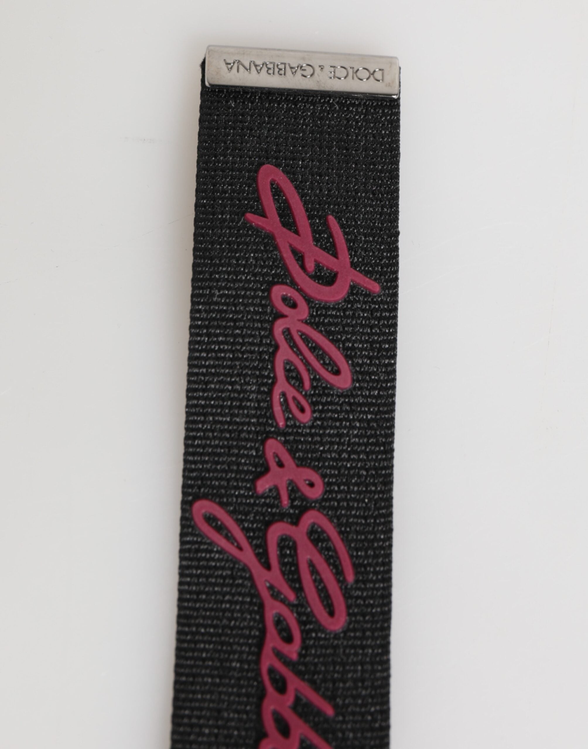 Dolce & Gabbana Black Burgundy Polyester DG Logo Men Keychain Men's Keyring