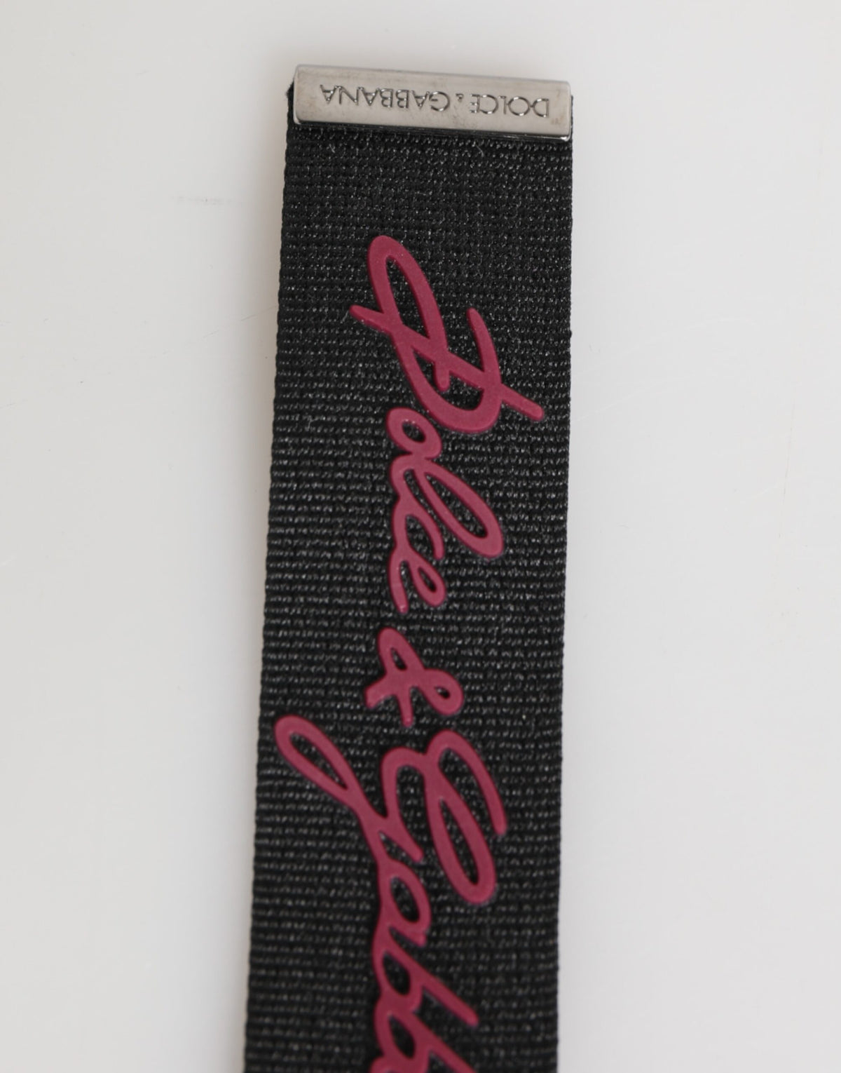 Dolce & Gabbana Black Burgundy Polyester DG Logo Men Keychain Men's Keyring