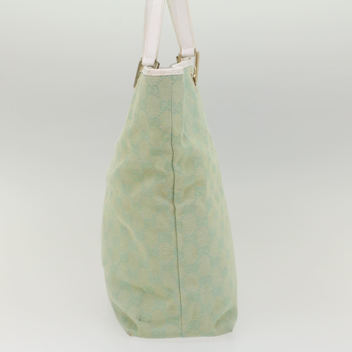 Gucci Vintage Bucket Shopping Tote Gg Canvas And Leather Blue Canvas Tote Bag Bag (Pre-Owned)