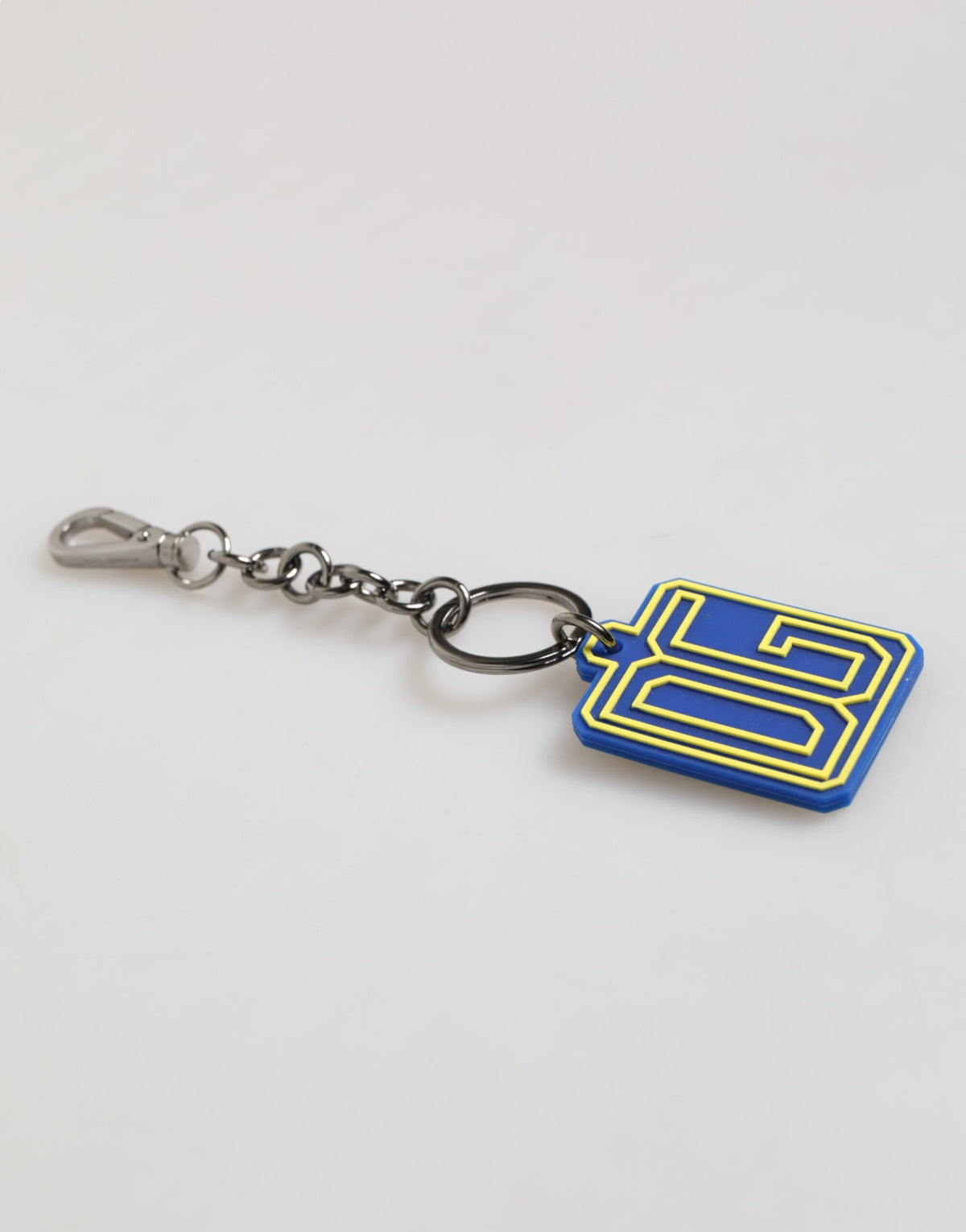 Dolce & Gabbana Blue Yellow DG Rubber Logo Silver Men Keychain Men's Keyring