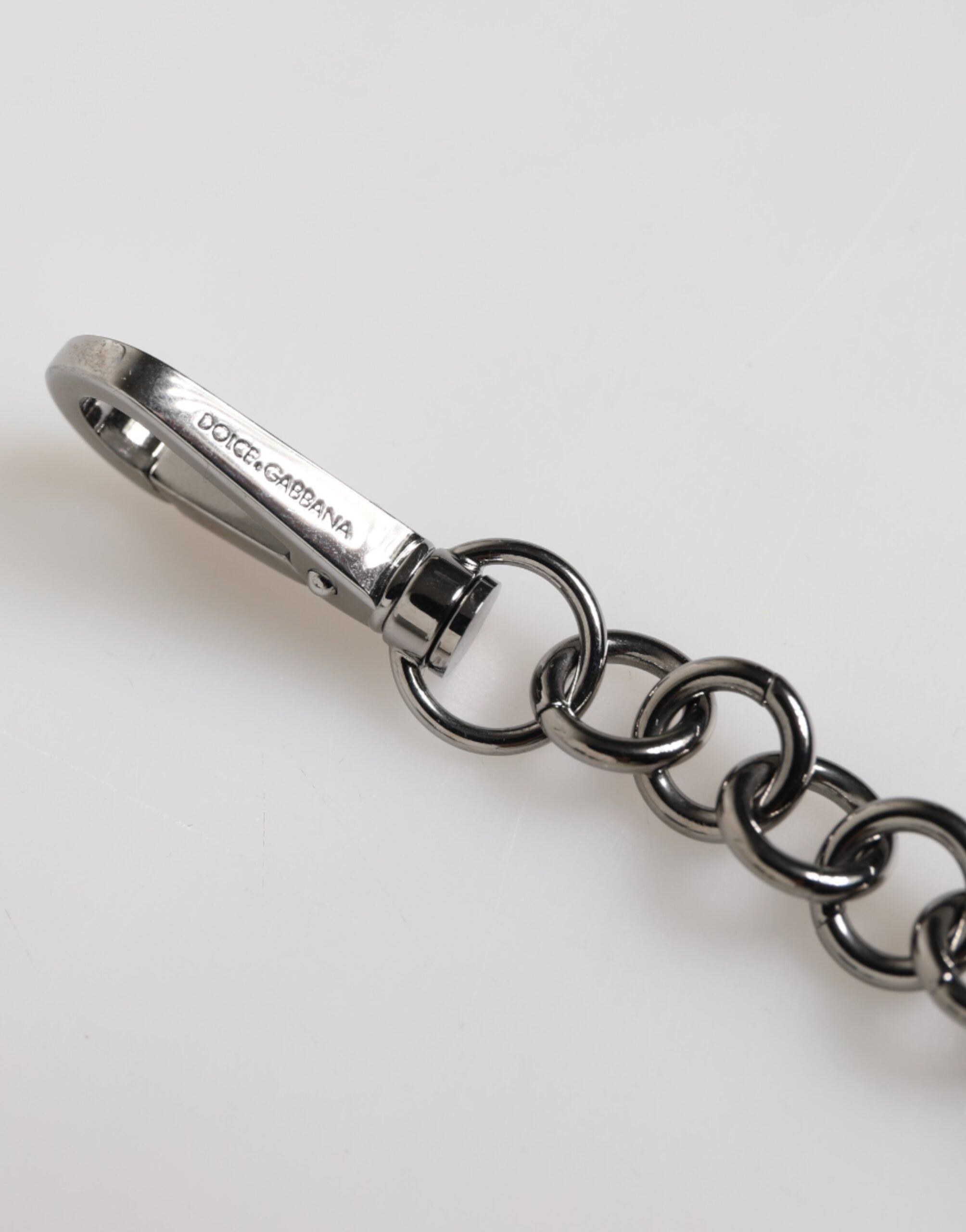 Dolce & Gabbana Blue Yellow DG Rubber Logo Silver Men Keychain Men's Keyring